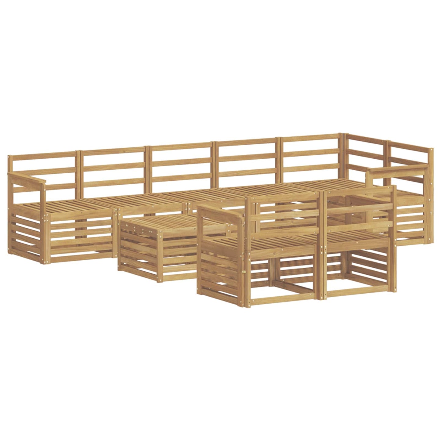 Outdoor Sofa Set 9 pcs White 59 x 59 x 37 cm Solid Acacia Wood