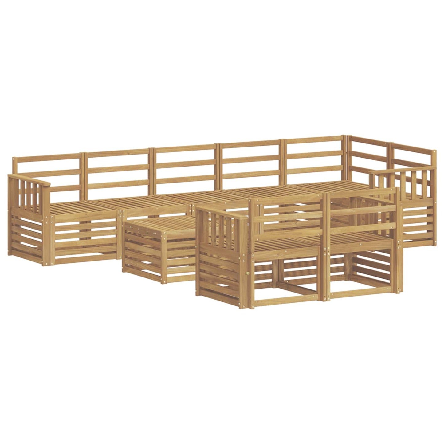 Outdoor Sofa Set 9 pcs White 59 x 59 x 37 cm Solid Acacia Wood