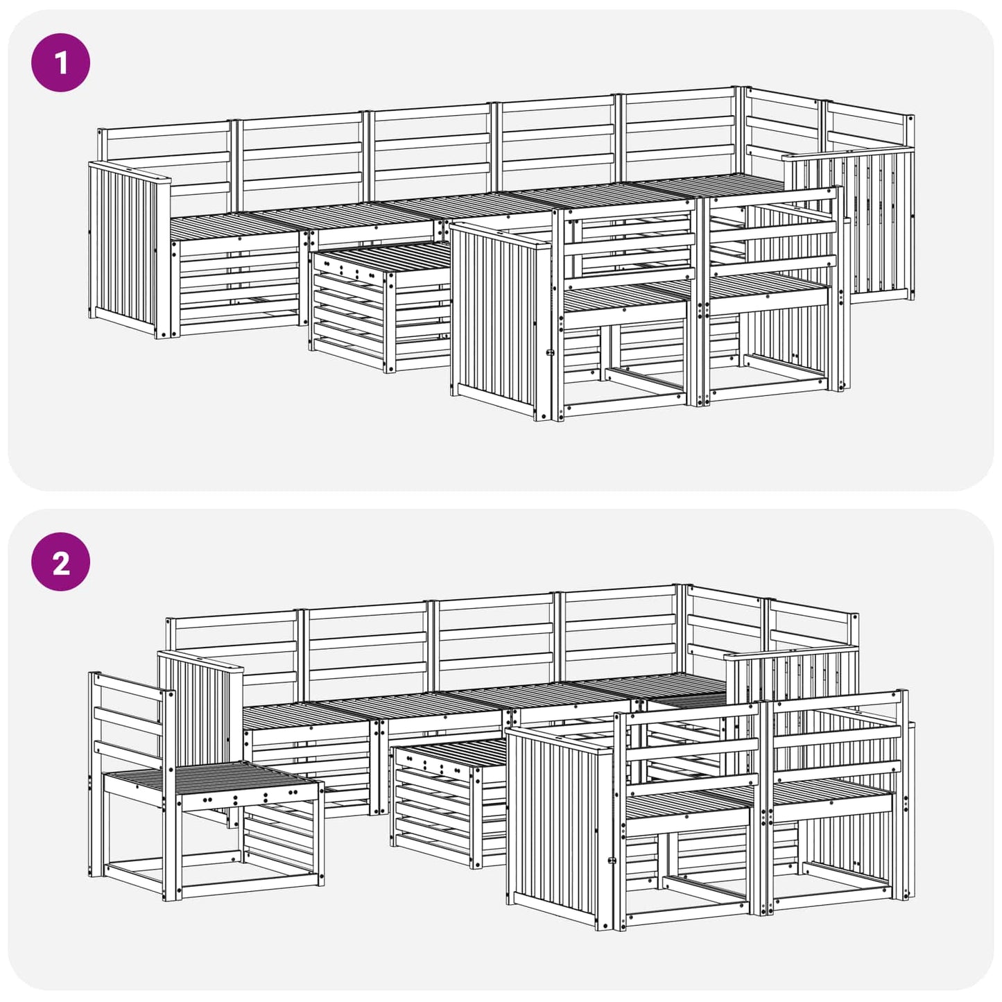 Outdoor Sofa Set 9 pcs White 59 x 59 x 37 cm Solid Acacia Wood