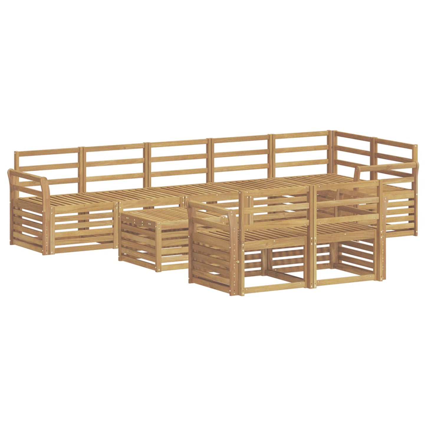 Outdoor Sofa Set 9 pcs White 59 x 59 x 37 cm Solid Acacia Wood