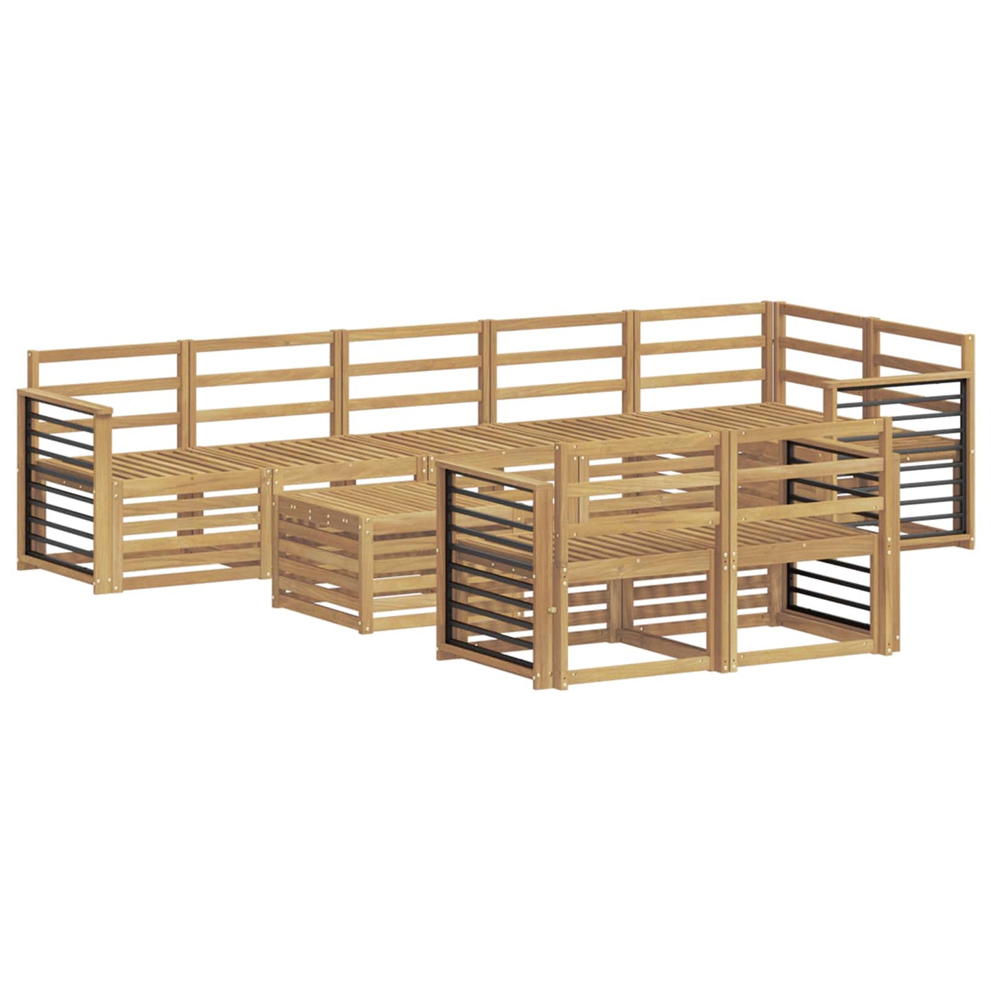 Outdoor Sofa Set 9 pcs White 59 x 59 x 37 cm Solid Acacia Wood