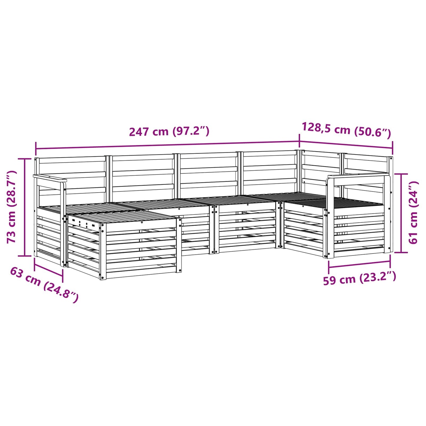 Outdoor Sofa Set 6 pcs White Polyester