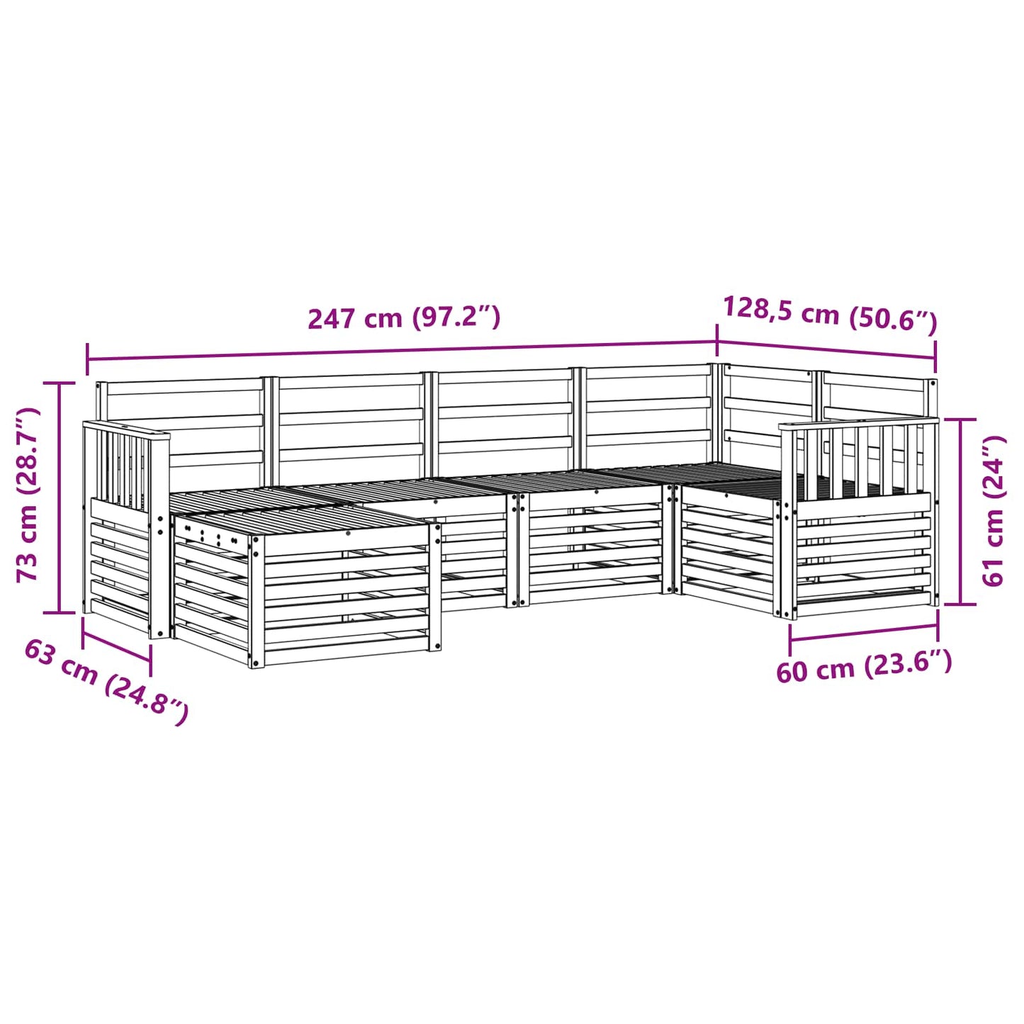 Outdoor Sofa Set 6 pcs White Polyester