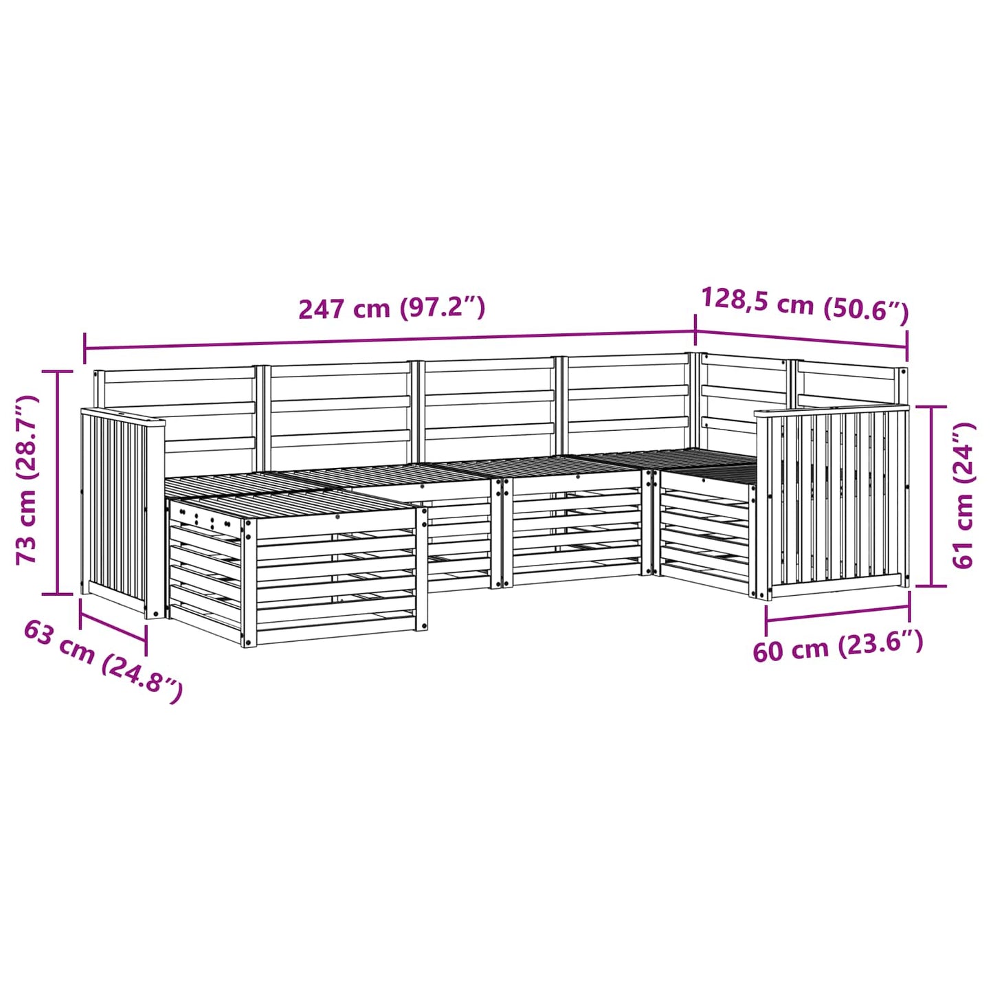 Outdoor Sofa Set 6 pcs White Polyester