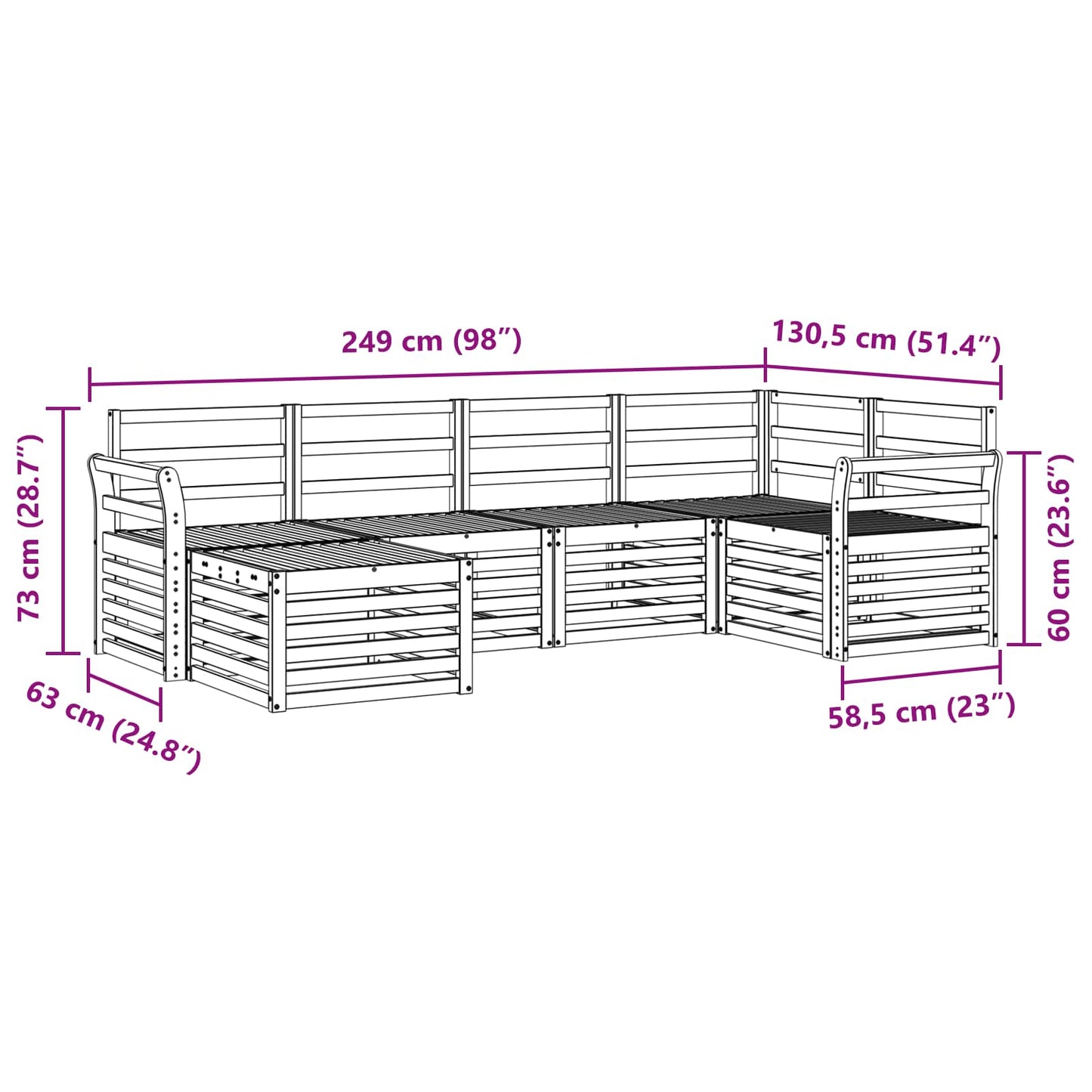 Outdoor Sofa Set 6 pcs White Polyester