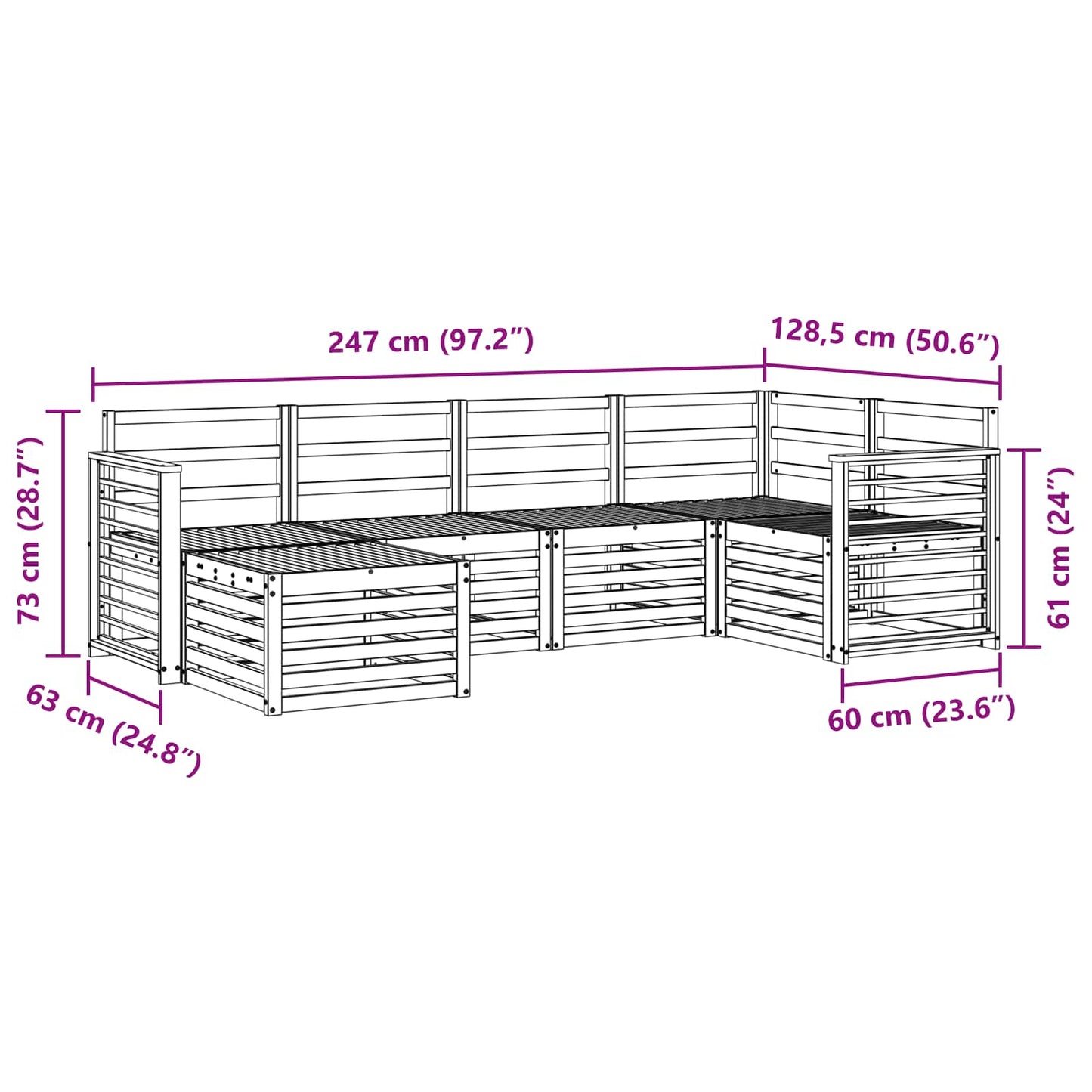Outdoor Sofa Set 6 pcs White Polyester