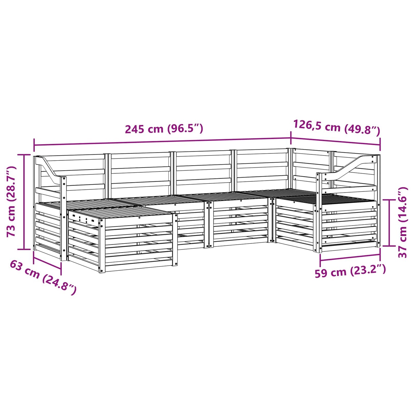 Outdoor Sofa Set 6 pcs White Polyester