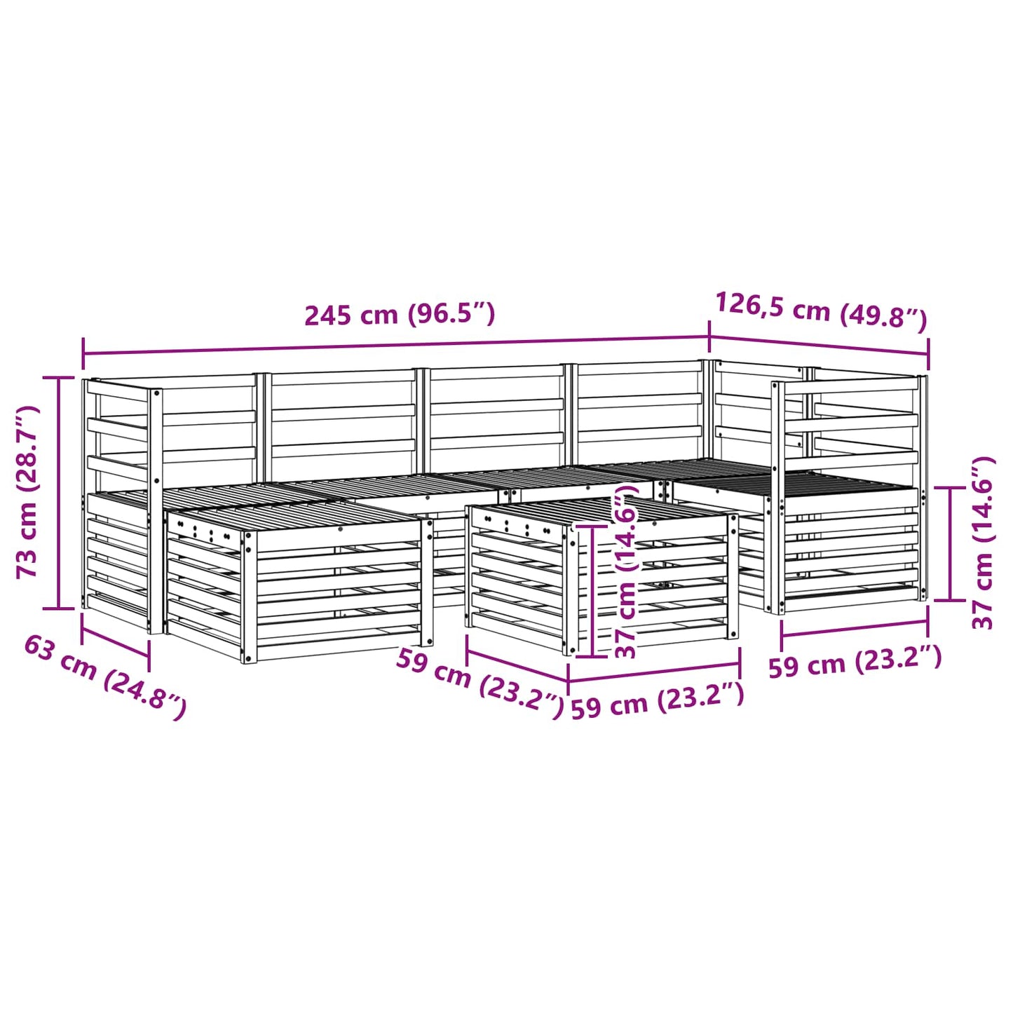 Outdoor Sofa Set 7 pcs White Polyester