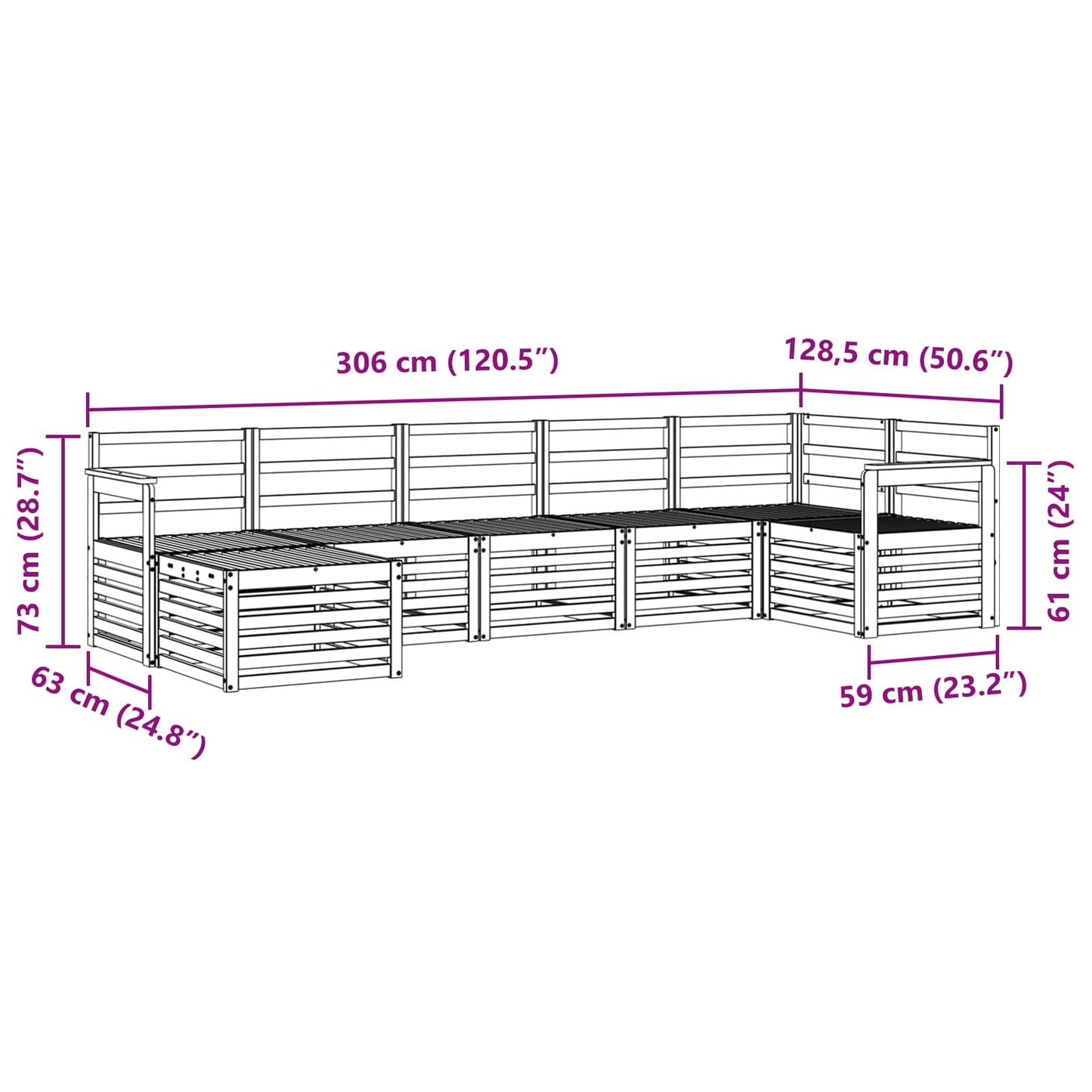Outdoor Sofa Set 7 pcs White