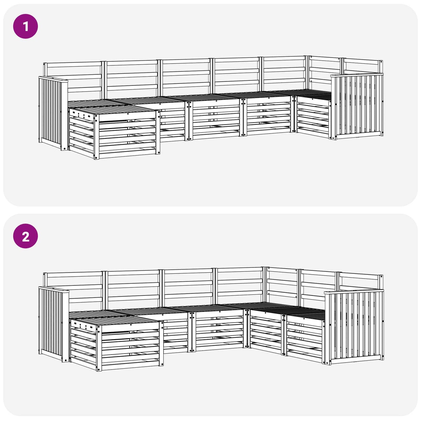 Outdoor Sofa Set 7 pcs White