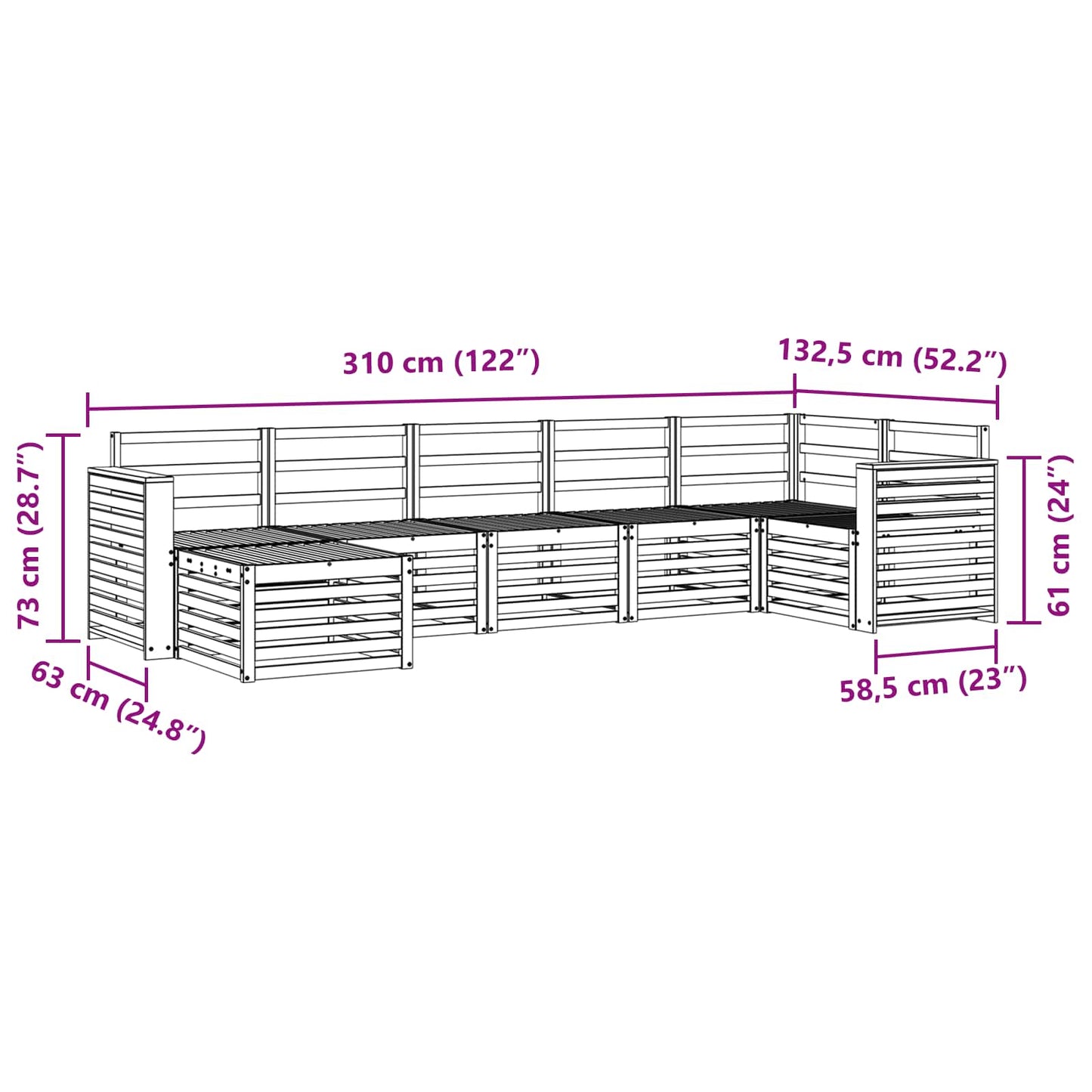 Outdoor Sofa Set 7 pcs White