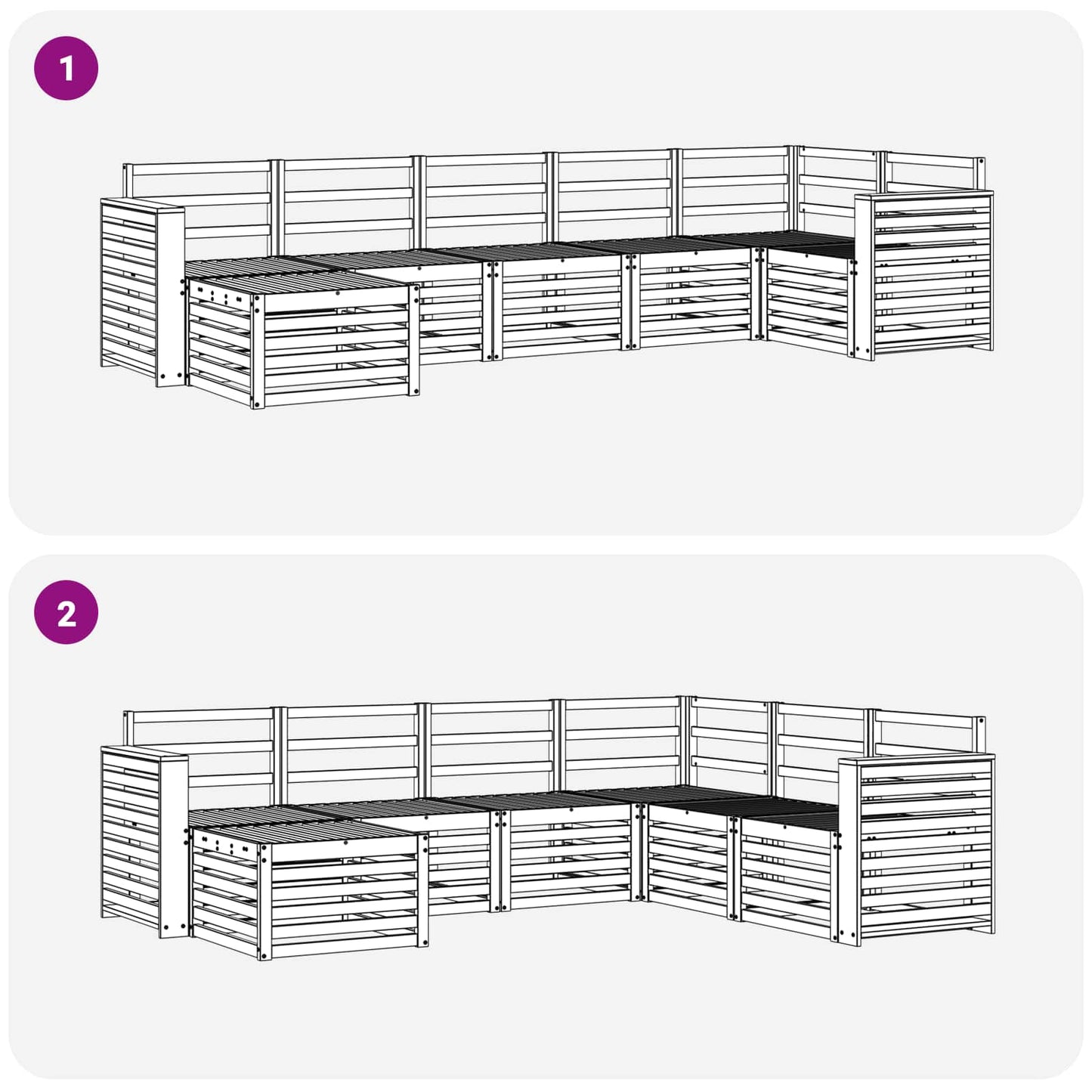 Outdoor Sofa Set 7 pcs White