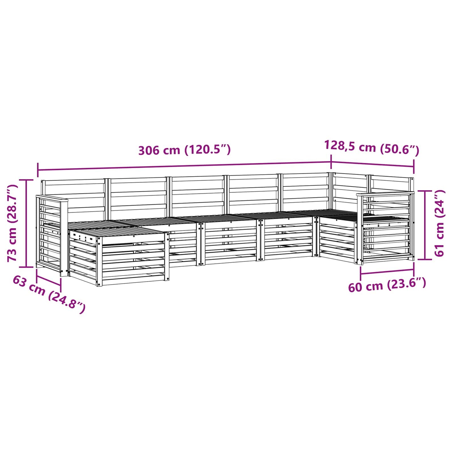 Outdoor Sofa Set 7 pcs White