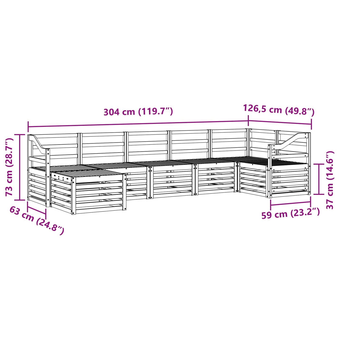 Outdoor Sofa Set 7 pcs White