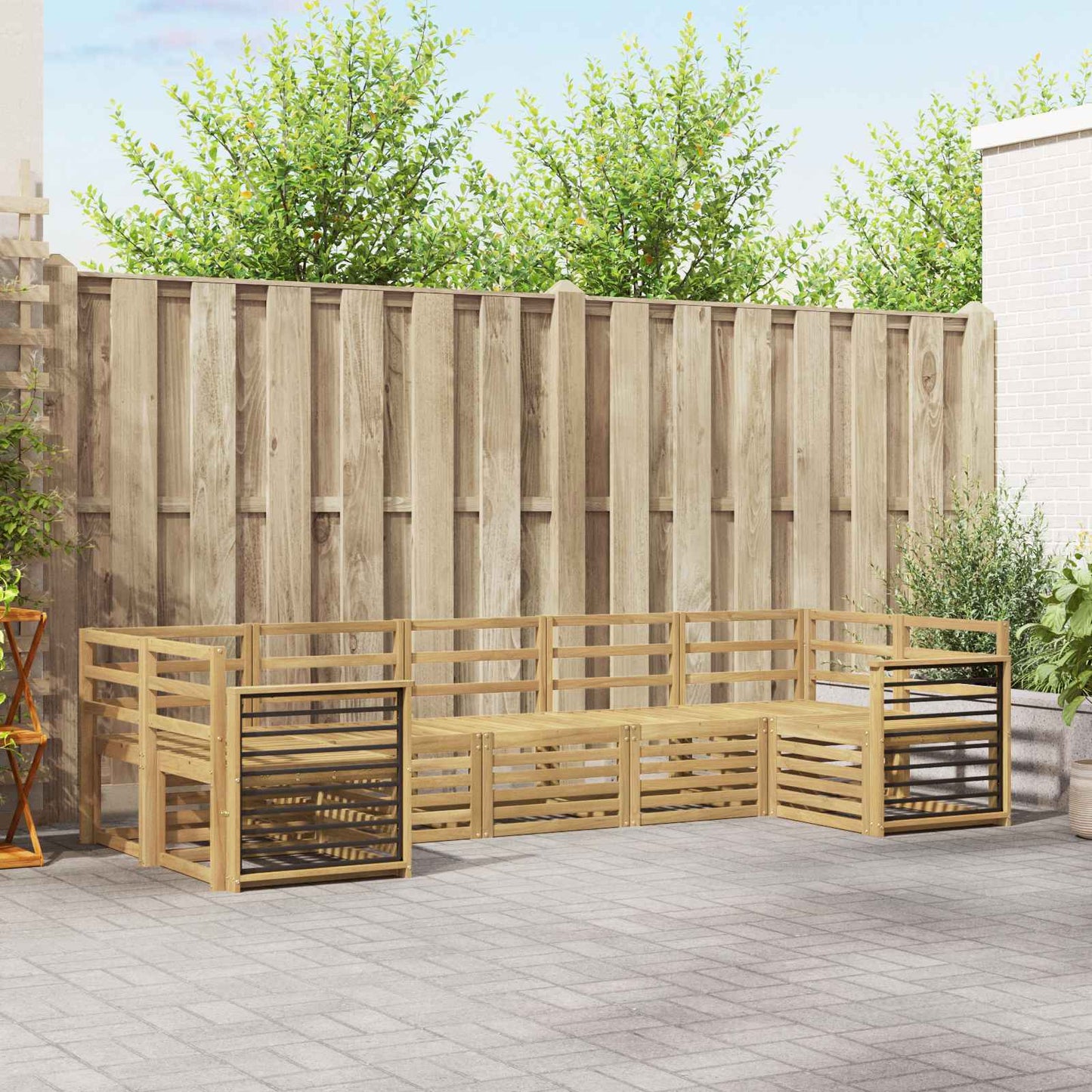 Outdoor Sofa Set 7 pcs White 304 x 128.5 x 73 cm