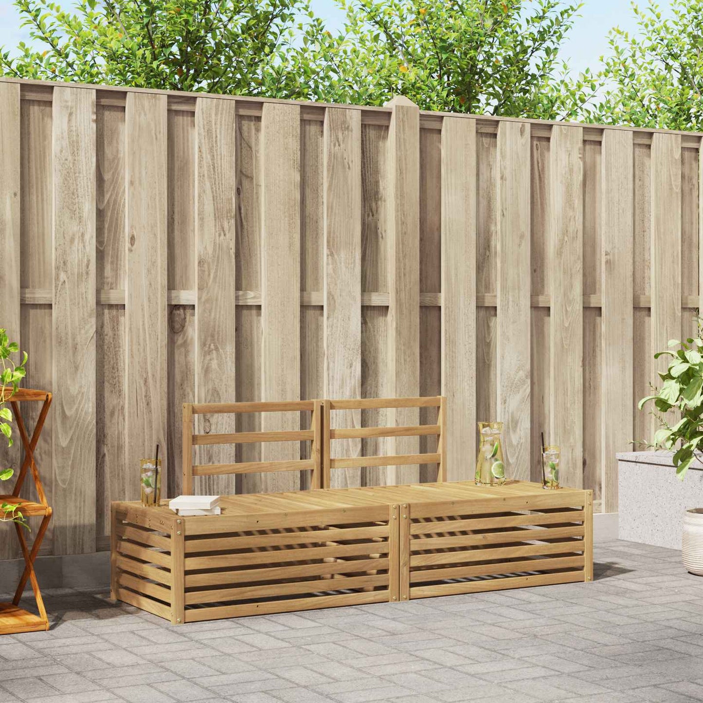Outdoor Sofa Set 3 Piece White 182.5 x 63 x 73 cm