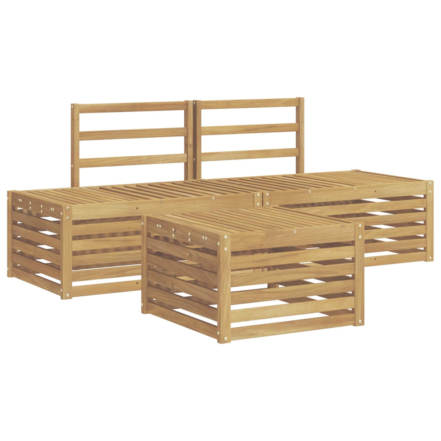 Outdoor Sofa Set 4 Piece White Solid Acacia Wood