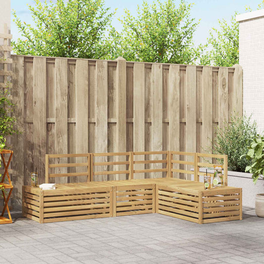 Outdoor Sofa Set 4 Piece White Solid Acacia Wood