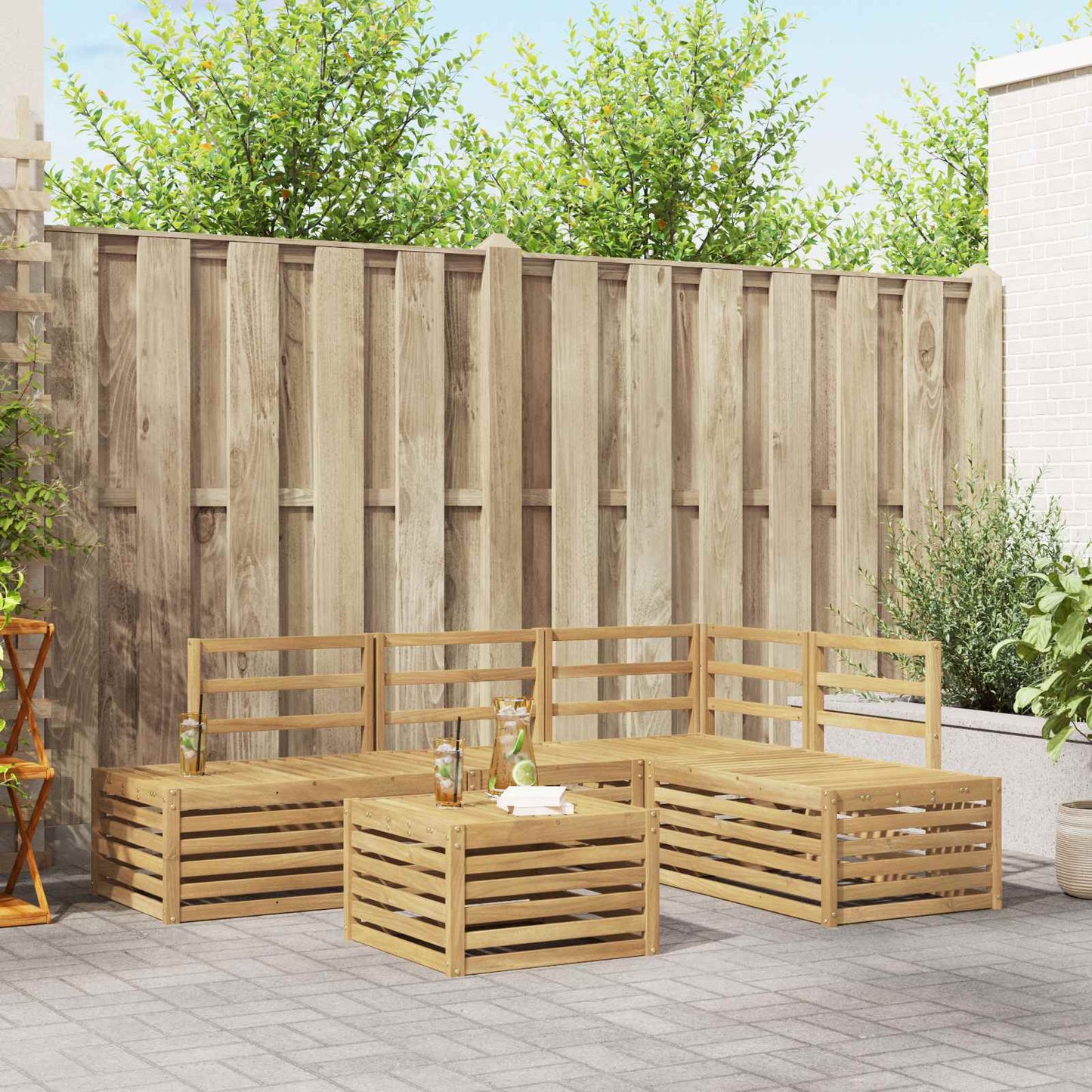 Outdoor Sofa Set 5 Piece White