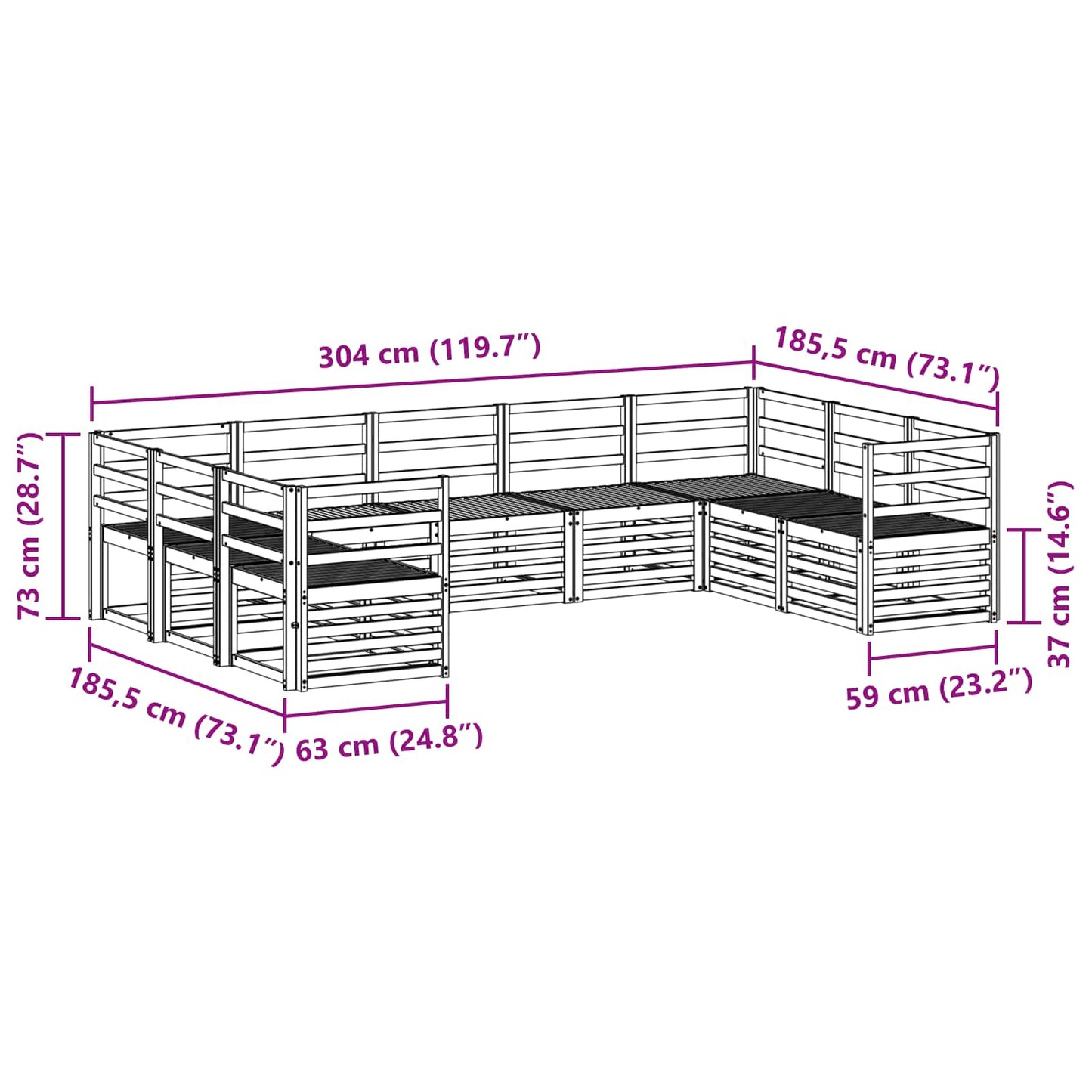 Sofa Sets Solid Acacia Wood
