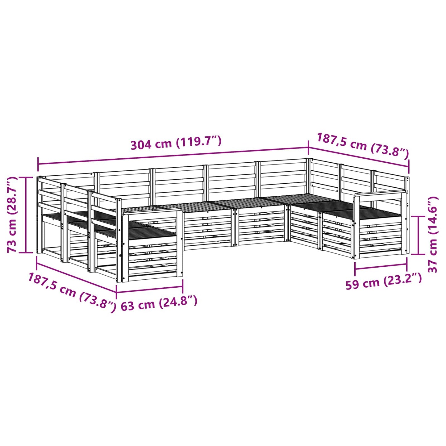 Sofa Sets Solid Acacia Wood