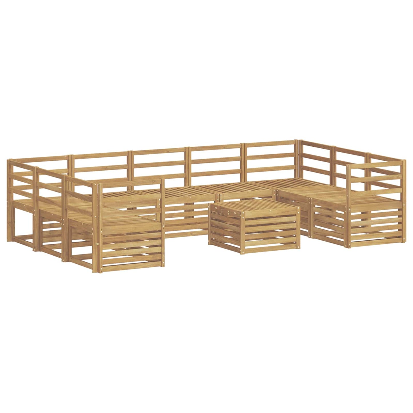 Outdoor Sofa Set 10 pcs White 59 x 59 x 37 cm Solid Acacia Wood