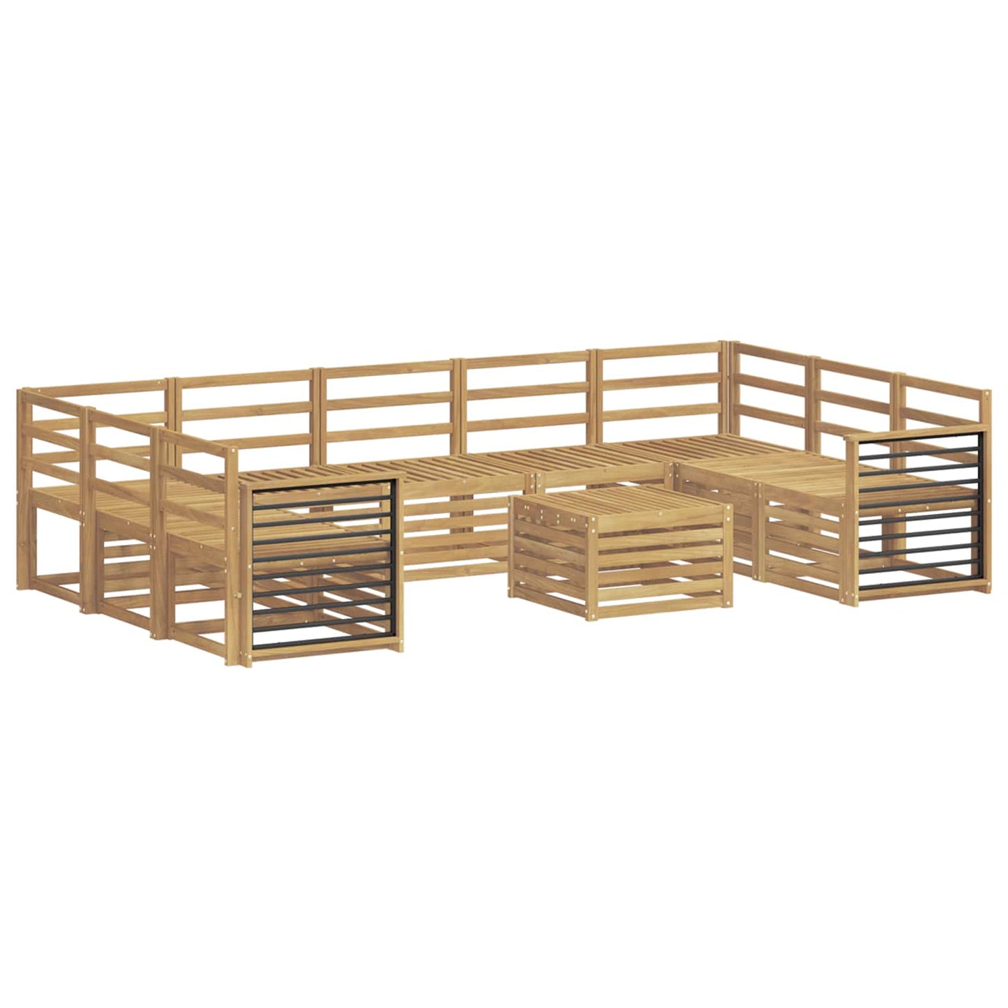 Outdoor Sofa Set 10 pcs White 59 x 59 x 37 cm Solid Acacia Wood