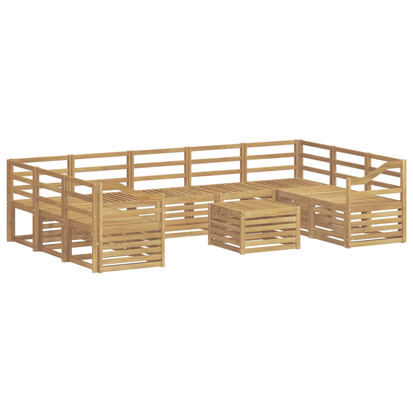 Outdoor Sofa Set 10 pcs White 59 x 59 x 37 cm Solid Acacia Wood
