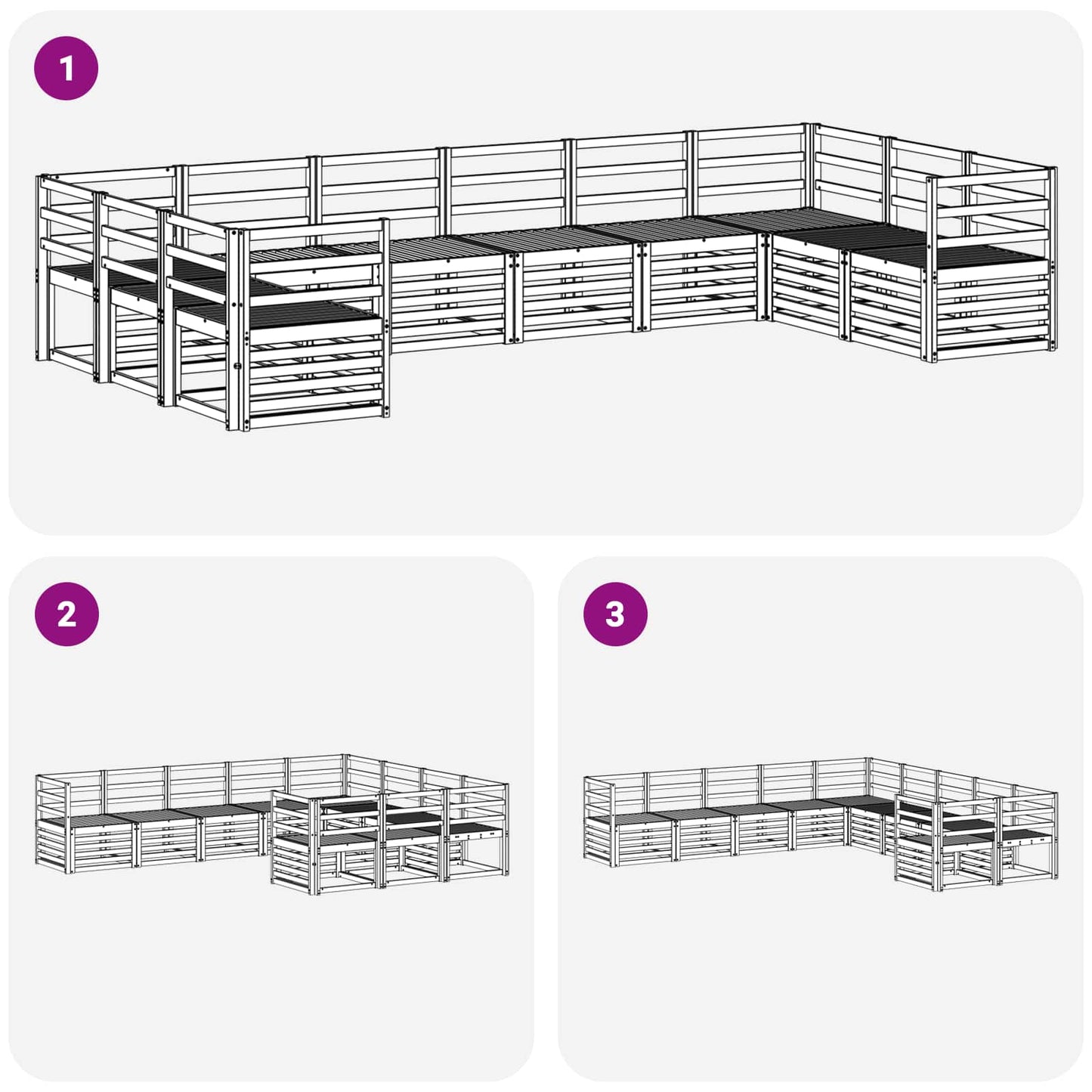 Outdoor Sofa Set 10 pcs White 363 x 185.5 x 73 cm