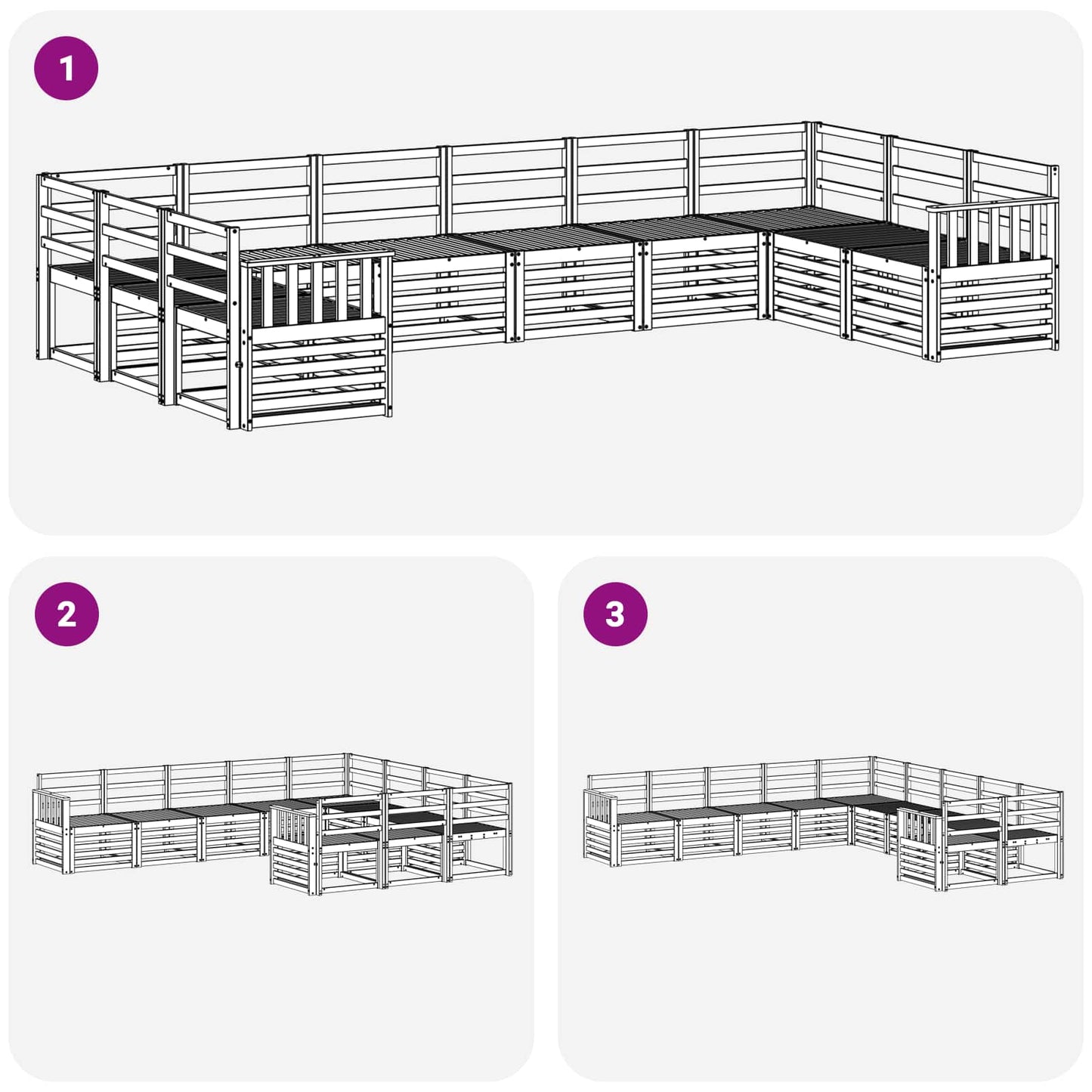 Outdoor Sofa Set 10 pcs White 363 x 187.5 x 73 cm