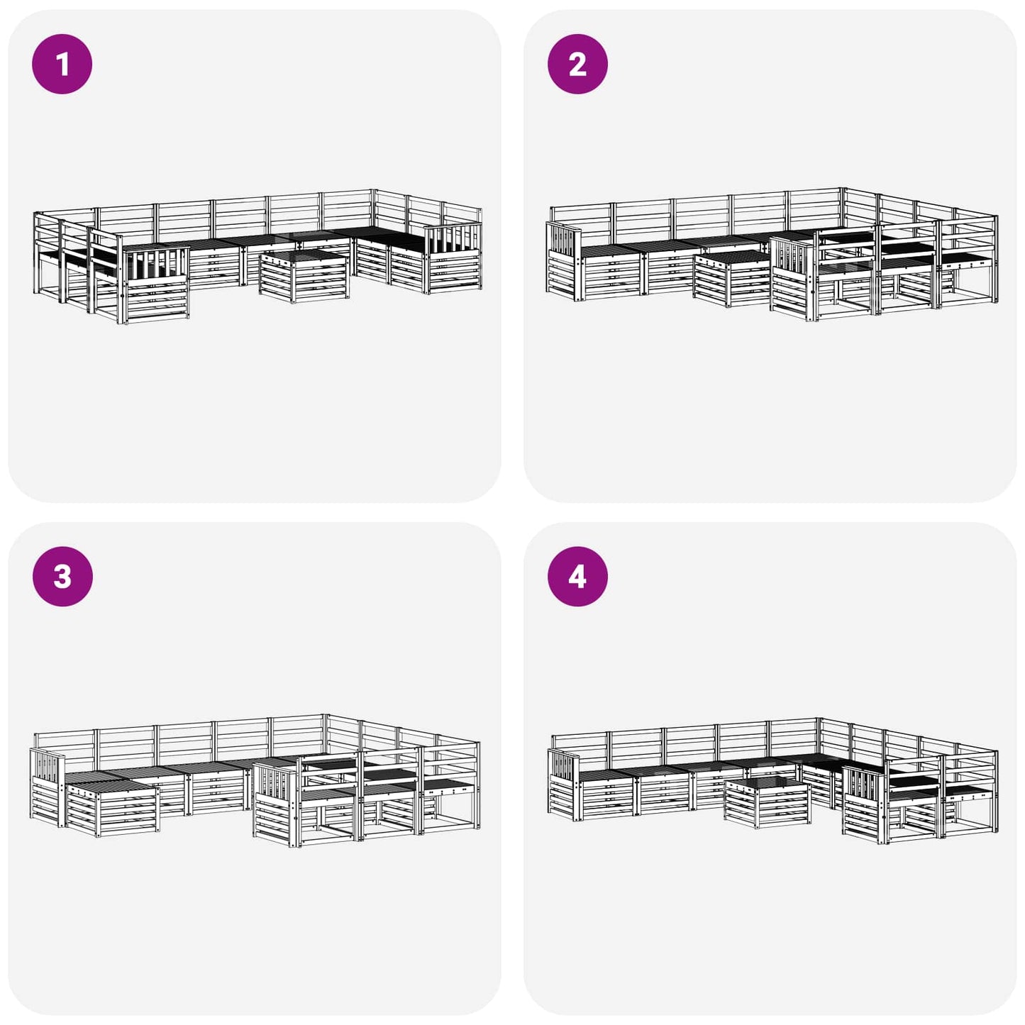 Outdoor Sofa Set 11 pcs White 59 x 59 x 37 cm Solid Acacia Wood