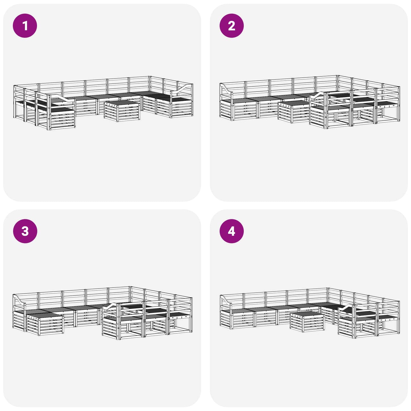 Outdoor Sofa Set 11 pcs White 59 x 59 x 37 cm Solid Acacia Wood