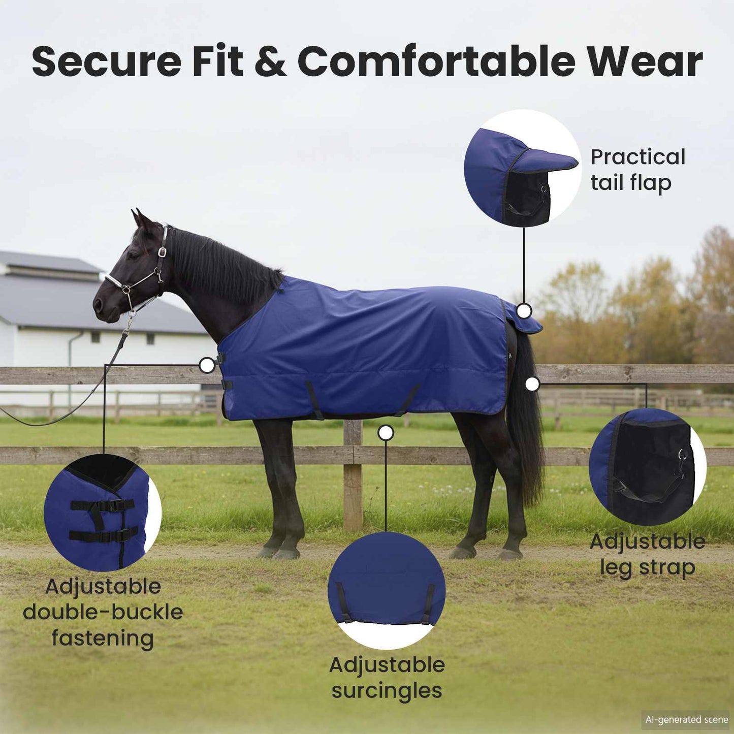 Horse Blanket Full Navy Blue 85 cm Polyester