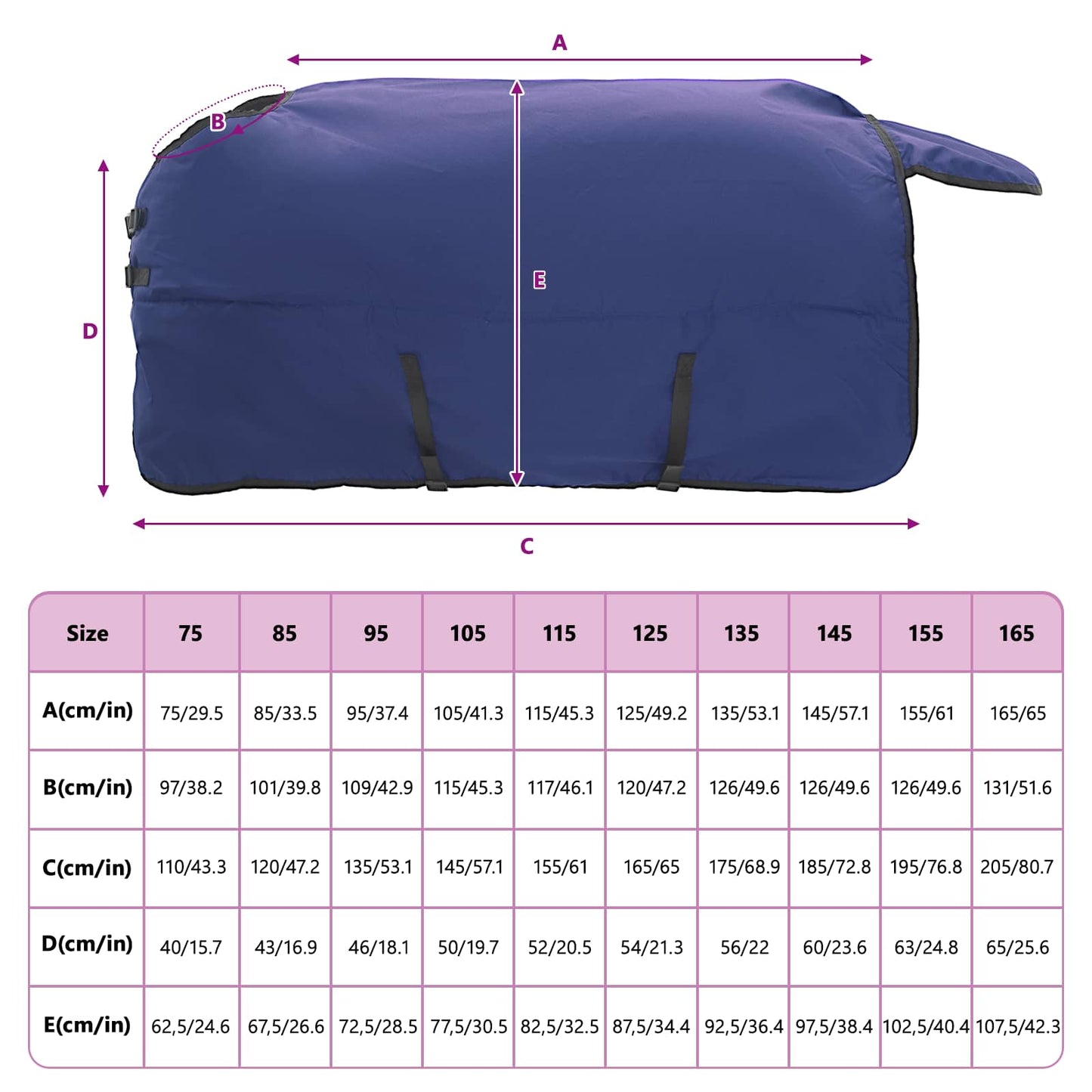 Horse Blanket Full Navy Blue 165 cm Polyester