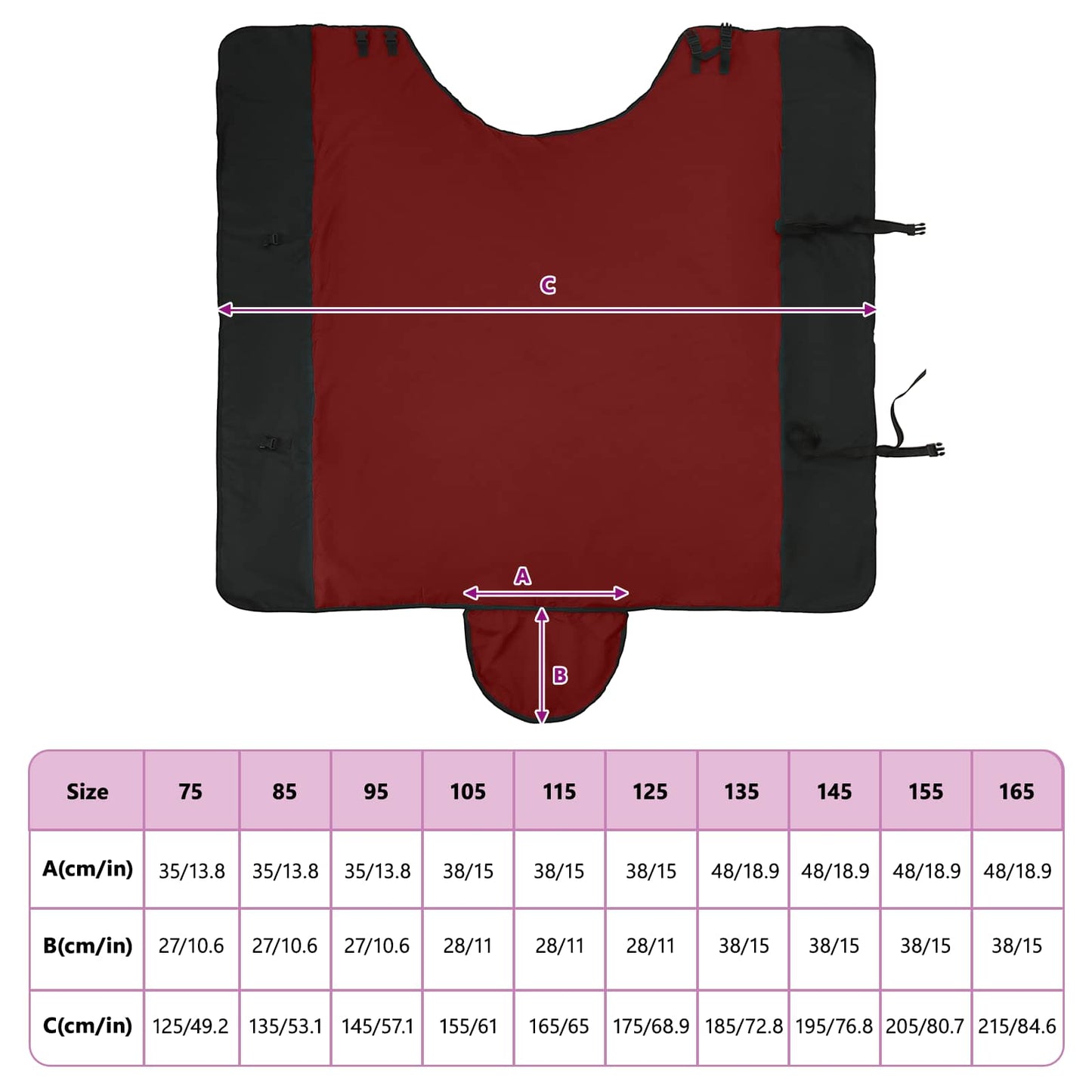 Horse Blanket Bordeaux and Black 135 cm Polyester