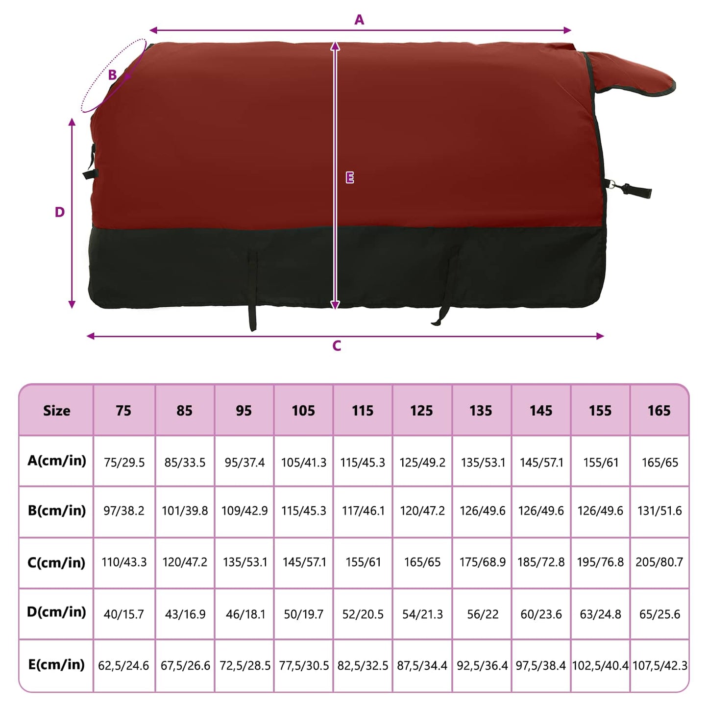 Horse Blanket Bordeaux and Black 145 cm Polyester