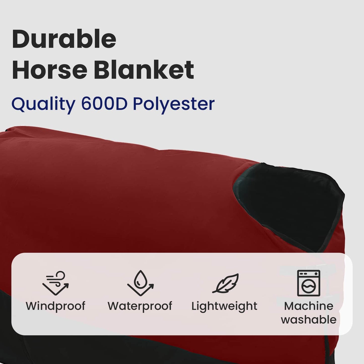 Horse Blanket Bordeaux and Black 165 cm Polyester
