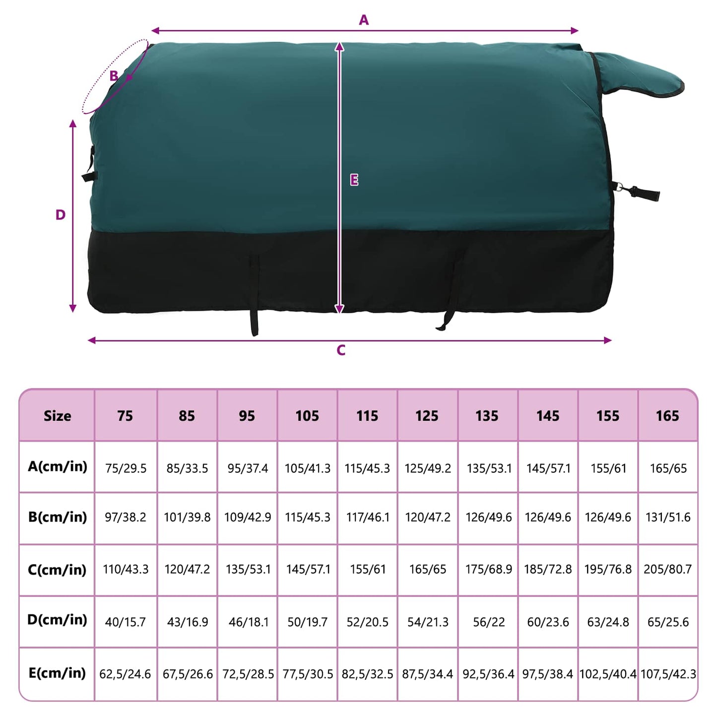 Horse Blanket Dark Green and Black 135 cm Polyester
