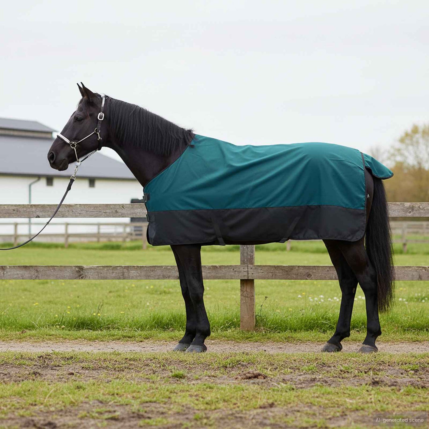 Horse Blanket Dark Green and Black 165 cm Polyester