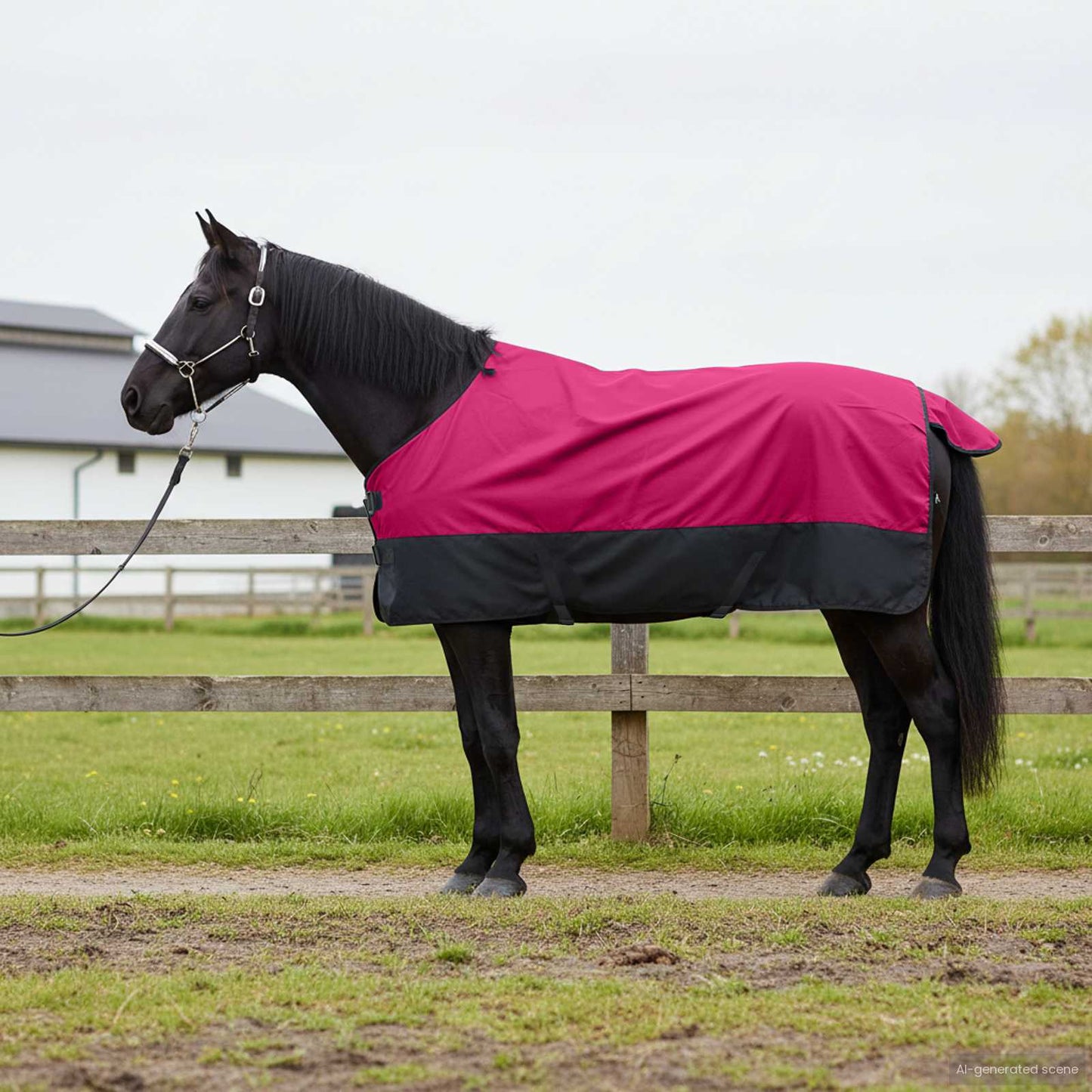Horse Blanket Pink and Black 165 cm Polyester