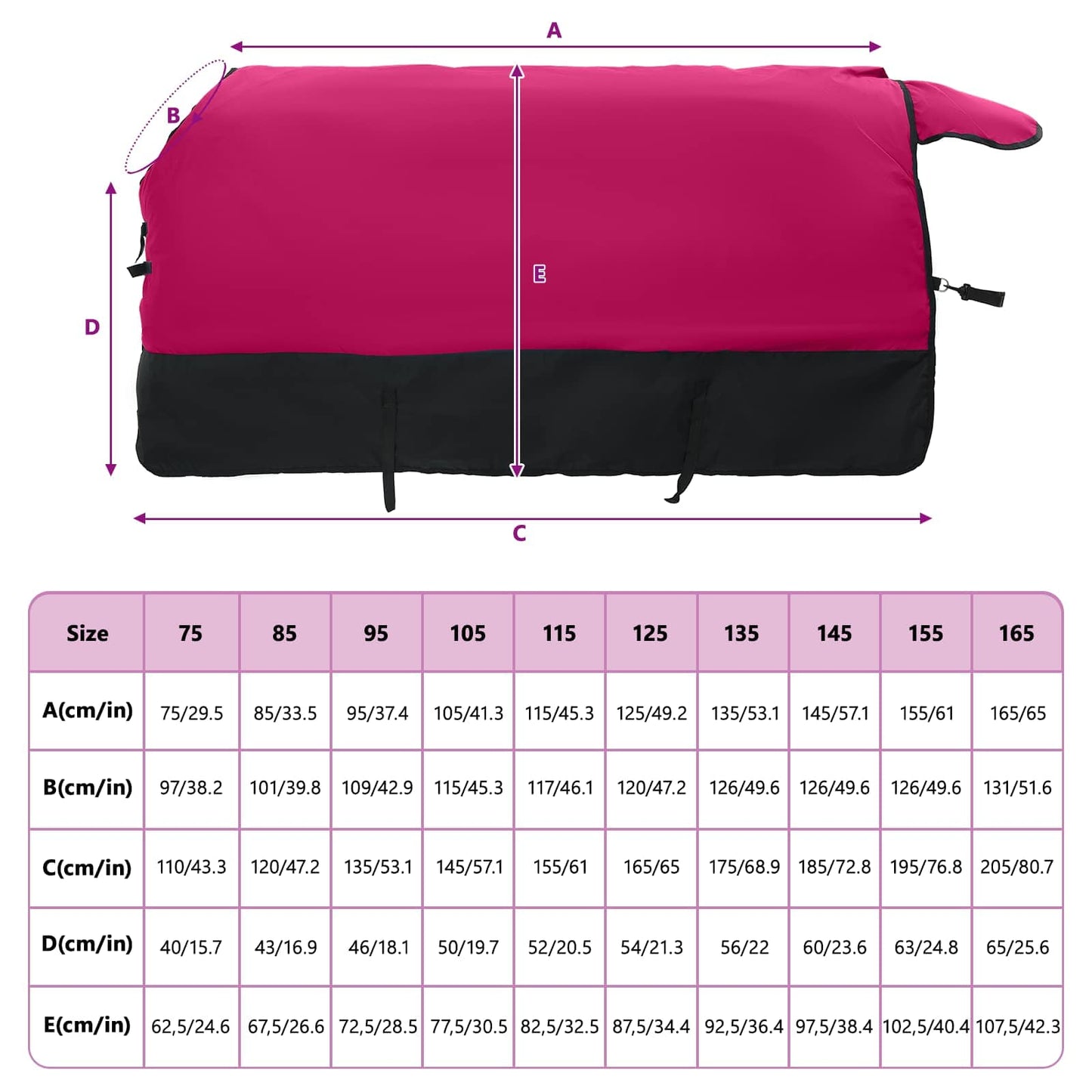 Horse Blanket Pink and Black 165 cm Polyester
