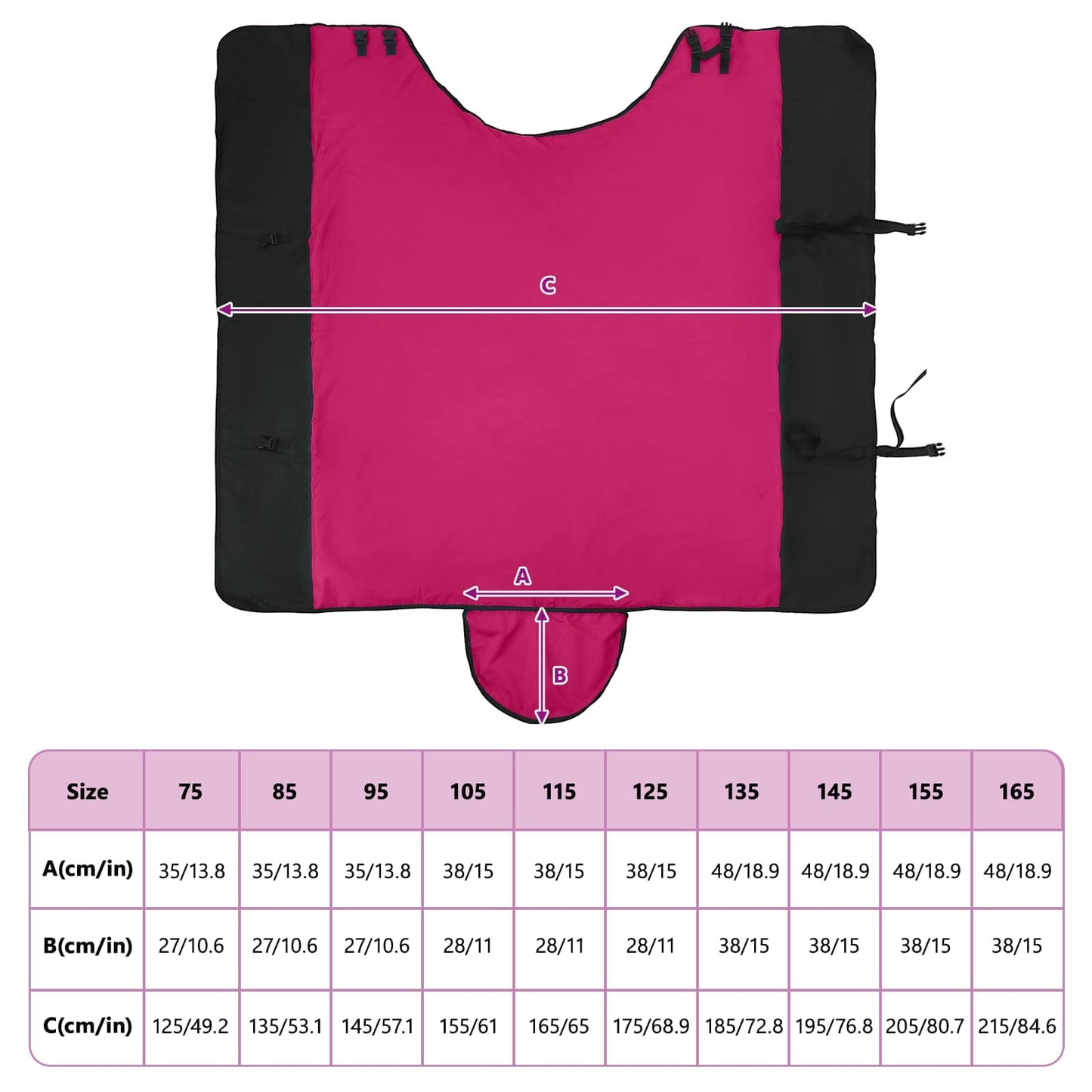 Horse Blanket Pink and Black 165 cm Polyester
