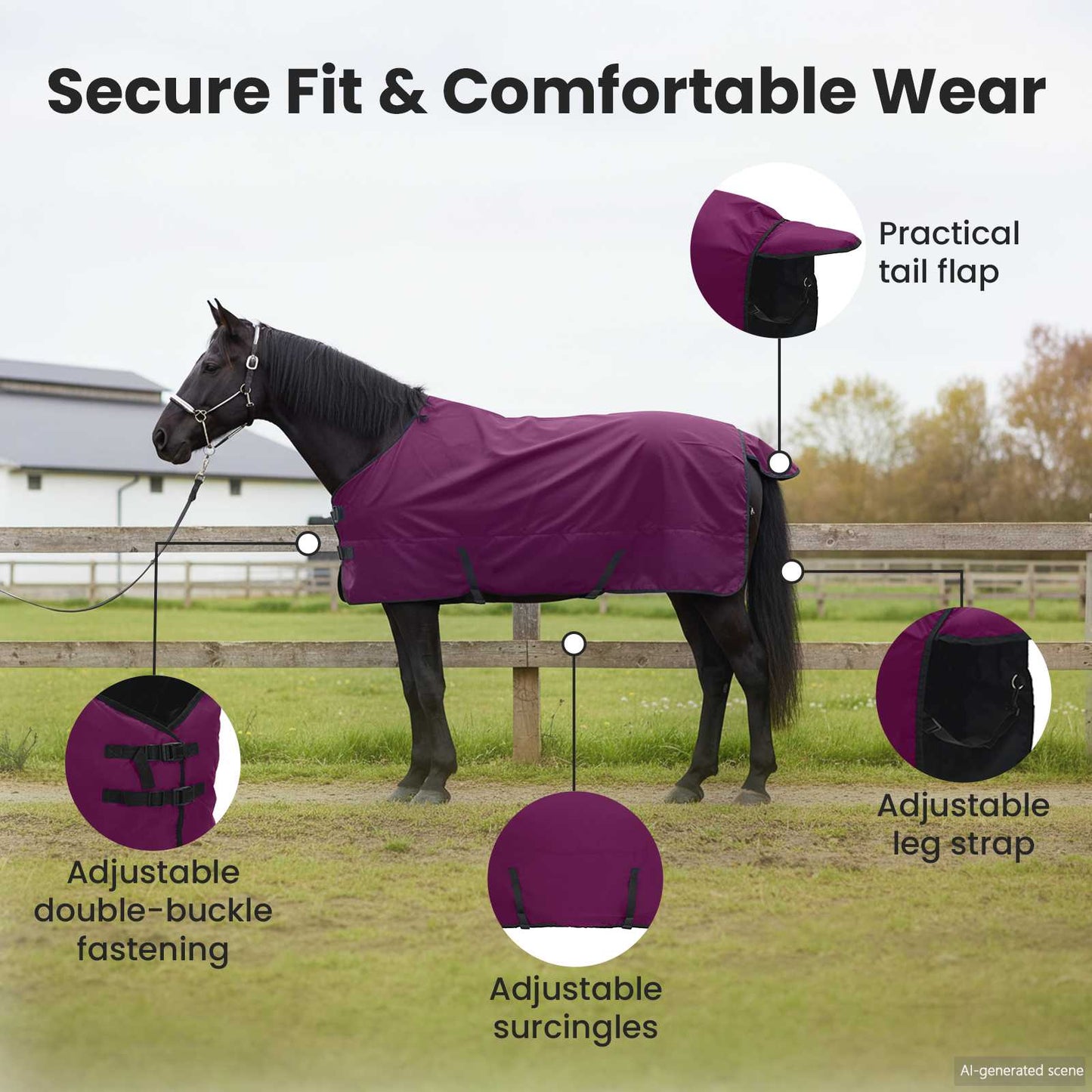 Horse Blanket Full Purple 125 cm Polyester