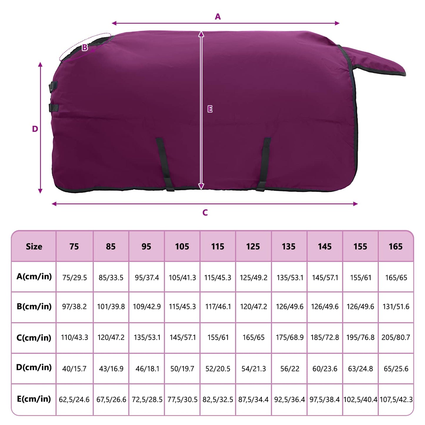 Horse Blanket Full Purple 155 cm Polyester