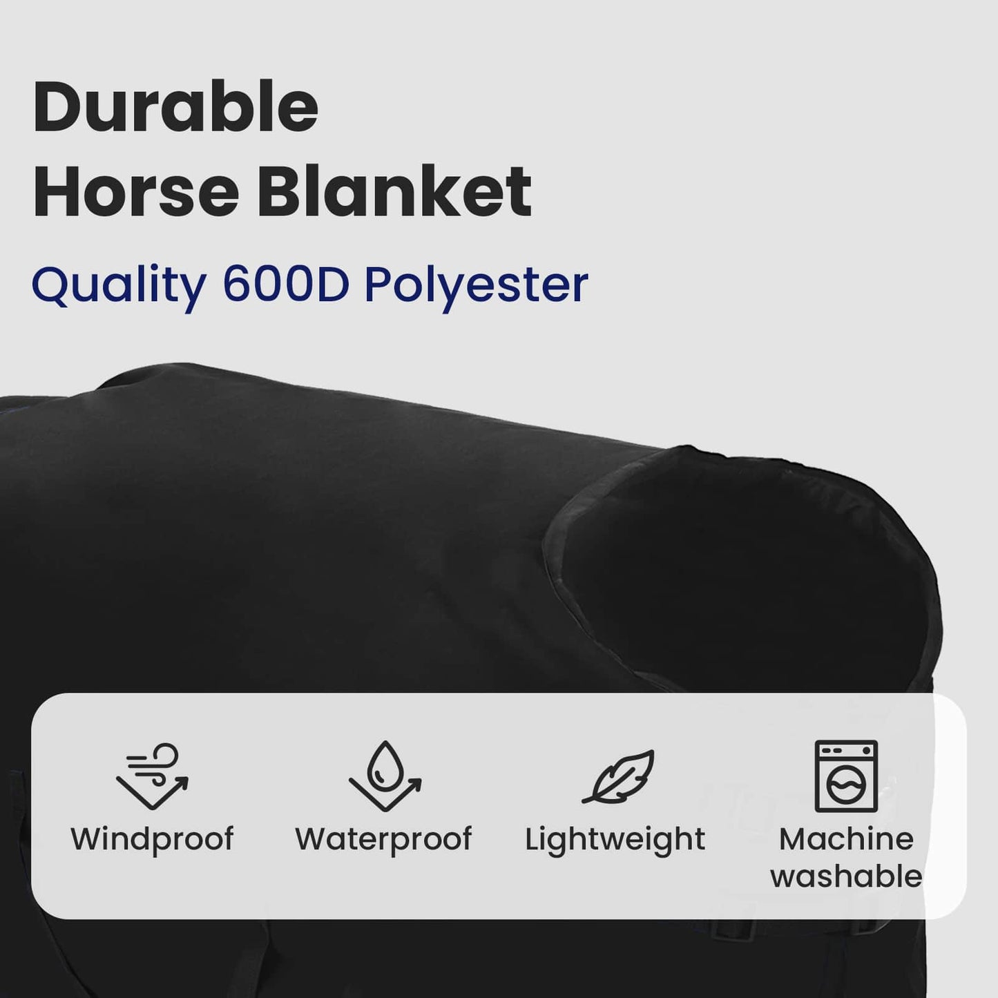 Horse Blanket Full Black 145 cm Polyester