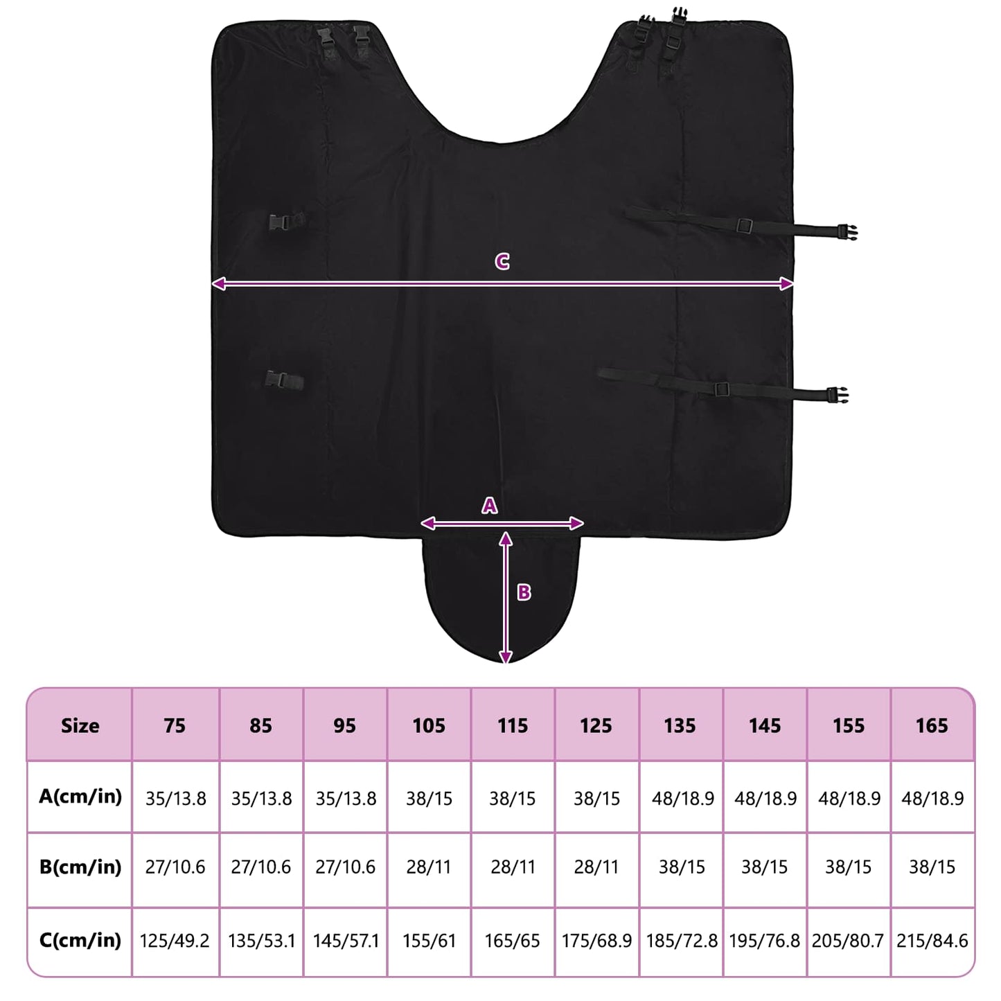 Horse Blanket Full Black 165 cm Polyester
