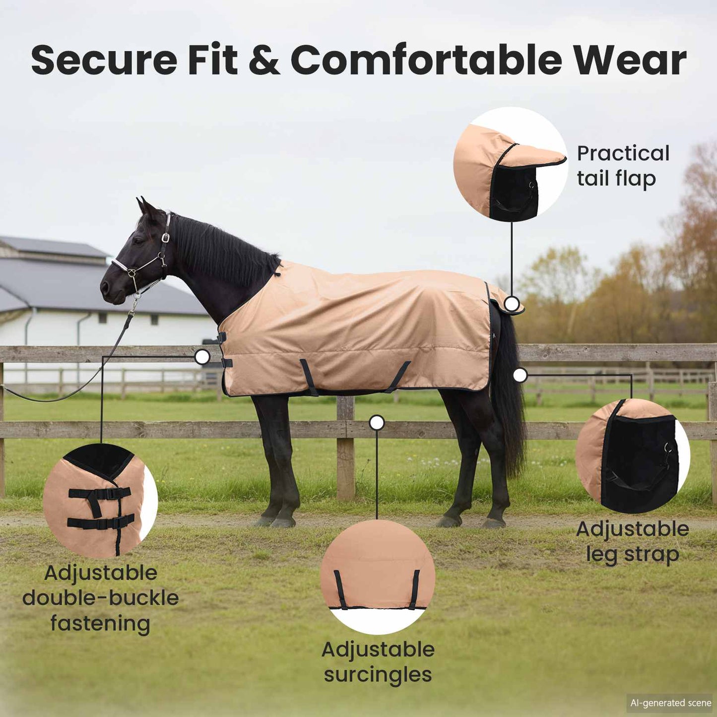 Horse Blanket Cappuccino 145 cm Polyester