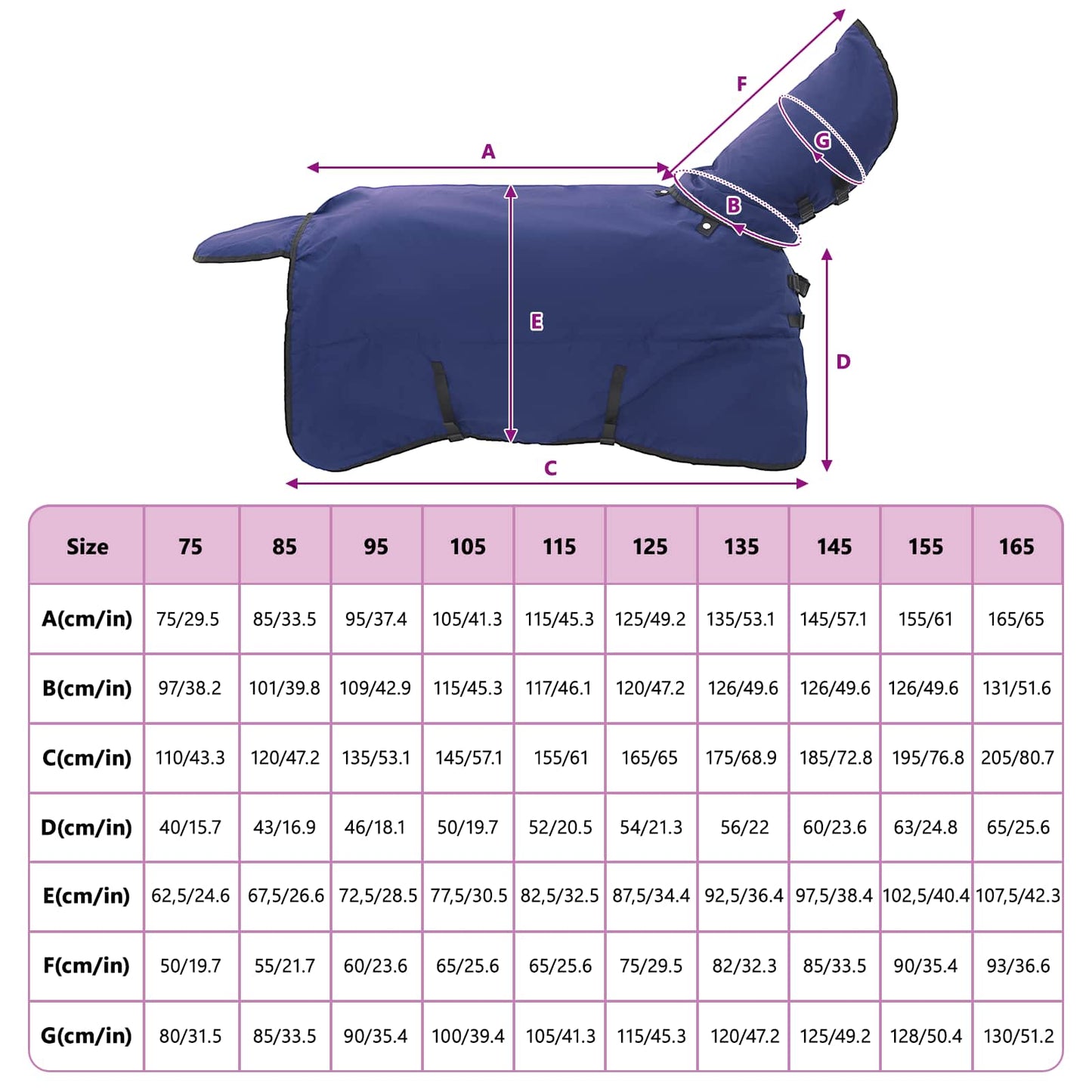 Horse Blanket Full Navy Blue 85 cm Polyester