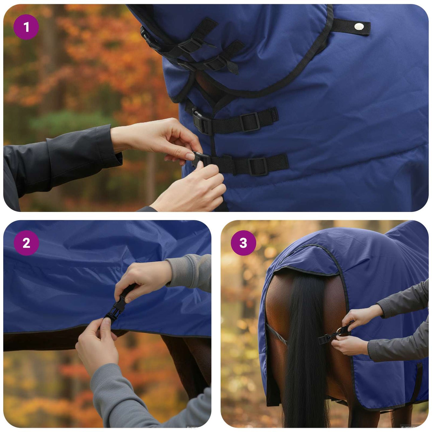 Horse Blanket Full Navy Blue 115 cm Polyester