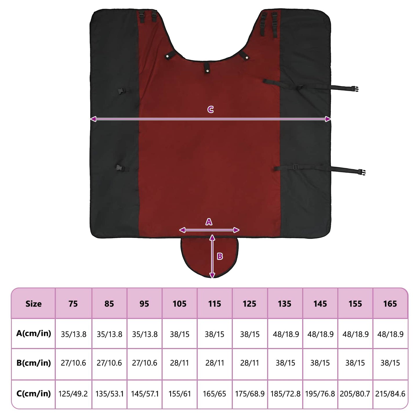 Horse Blanket Bordeaux and Black 85 cm Polyester